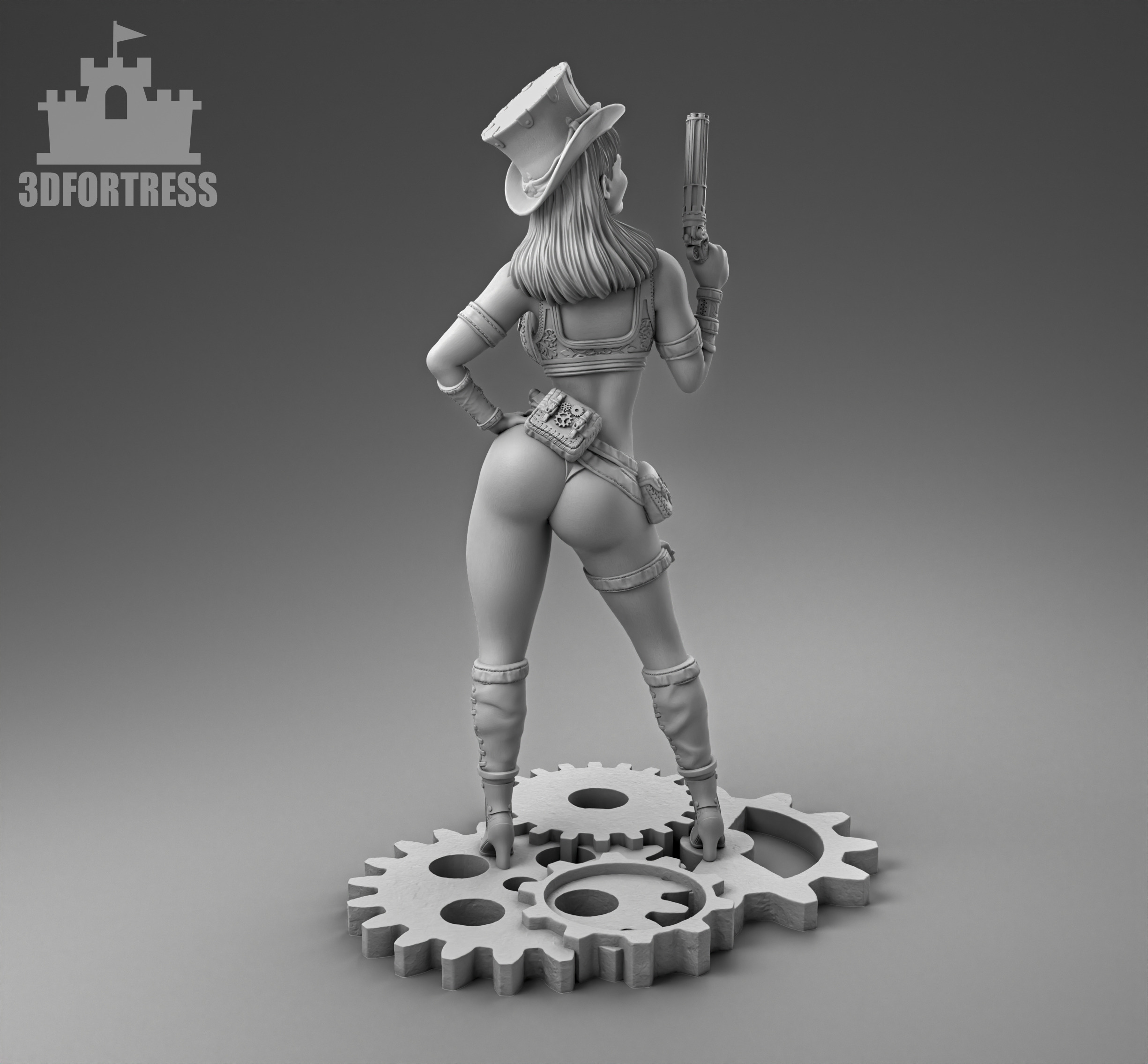  The girl with the gun 3D print model_2