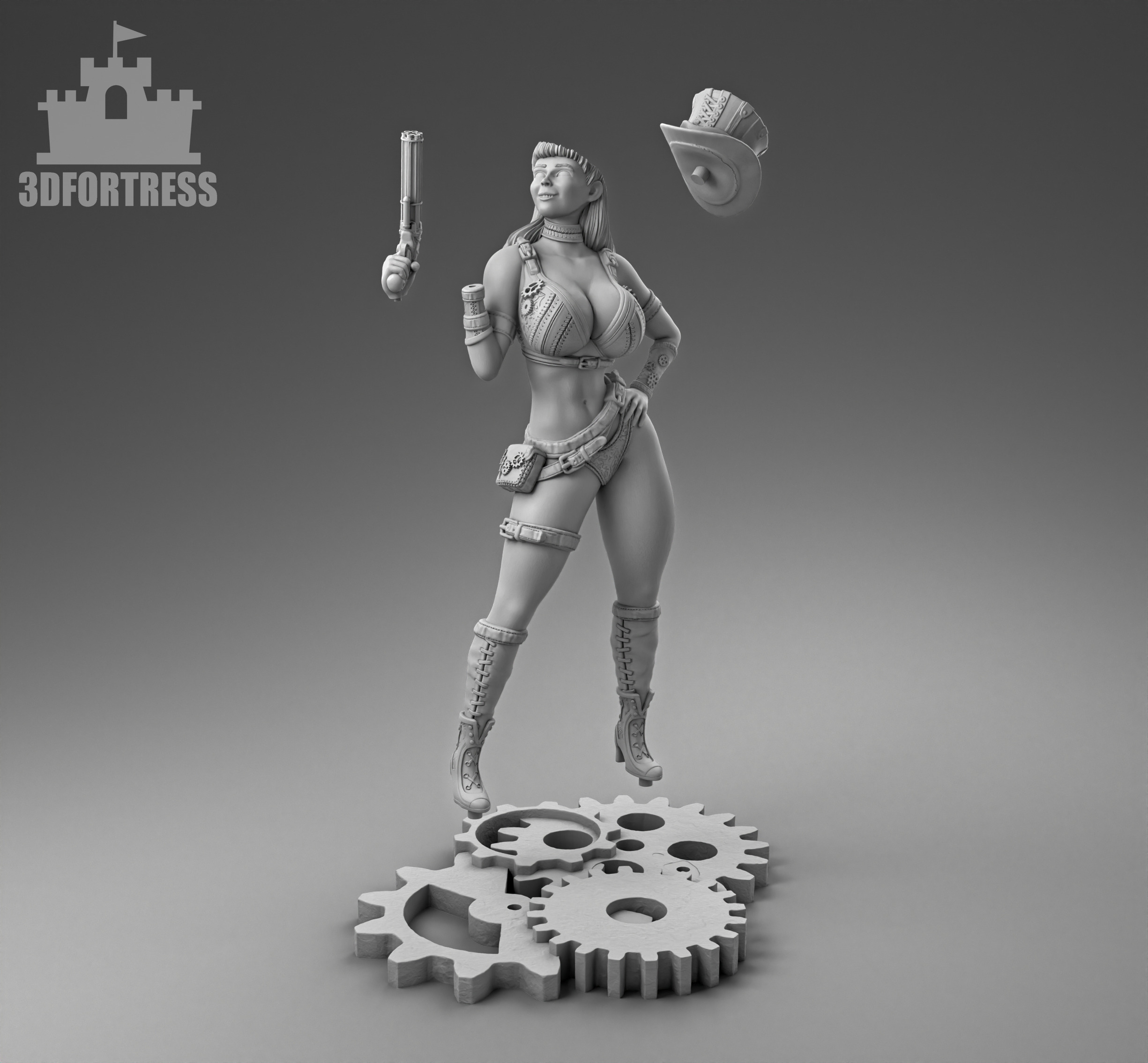  The girl with the gun 3D print model_3