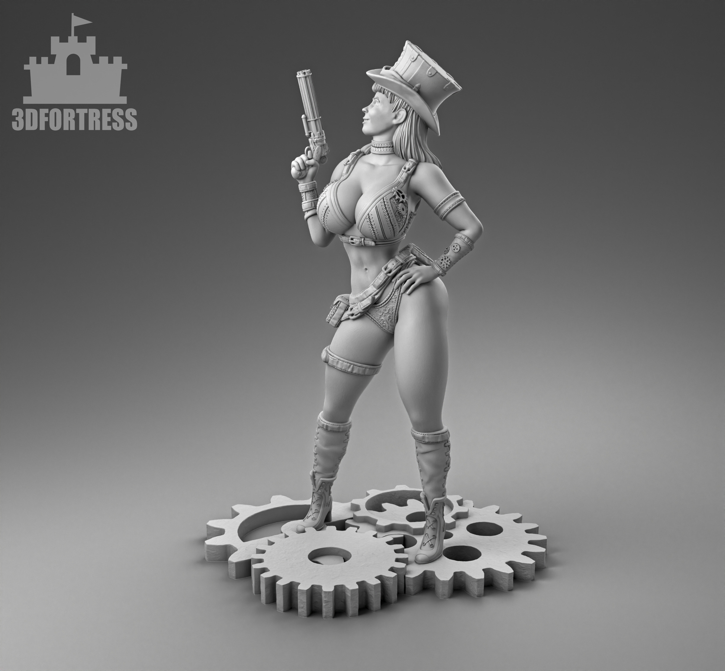  The girl with the gun 3D print model_1