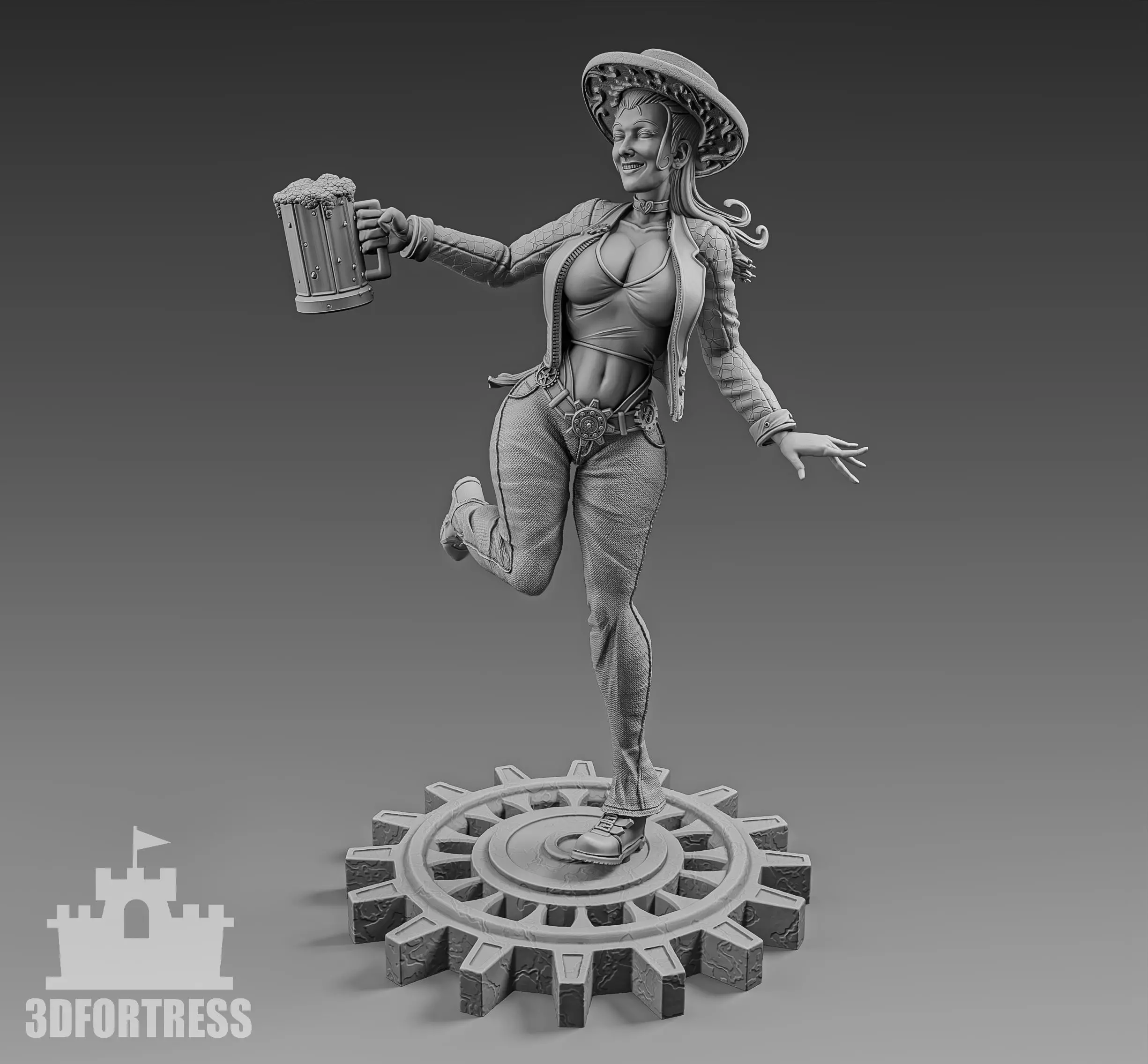 The girl with the beer 3D print model_0