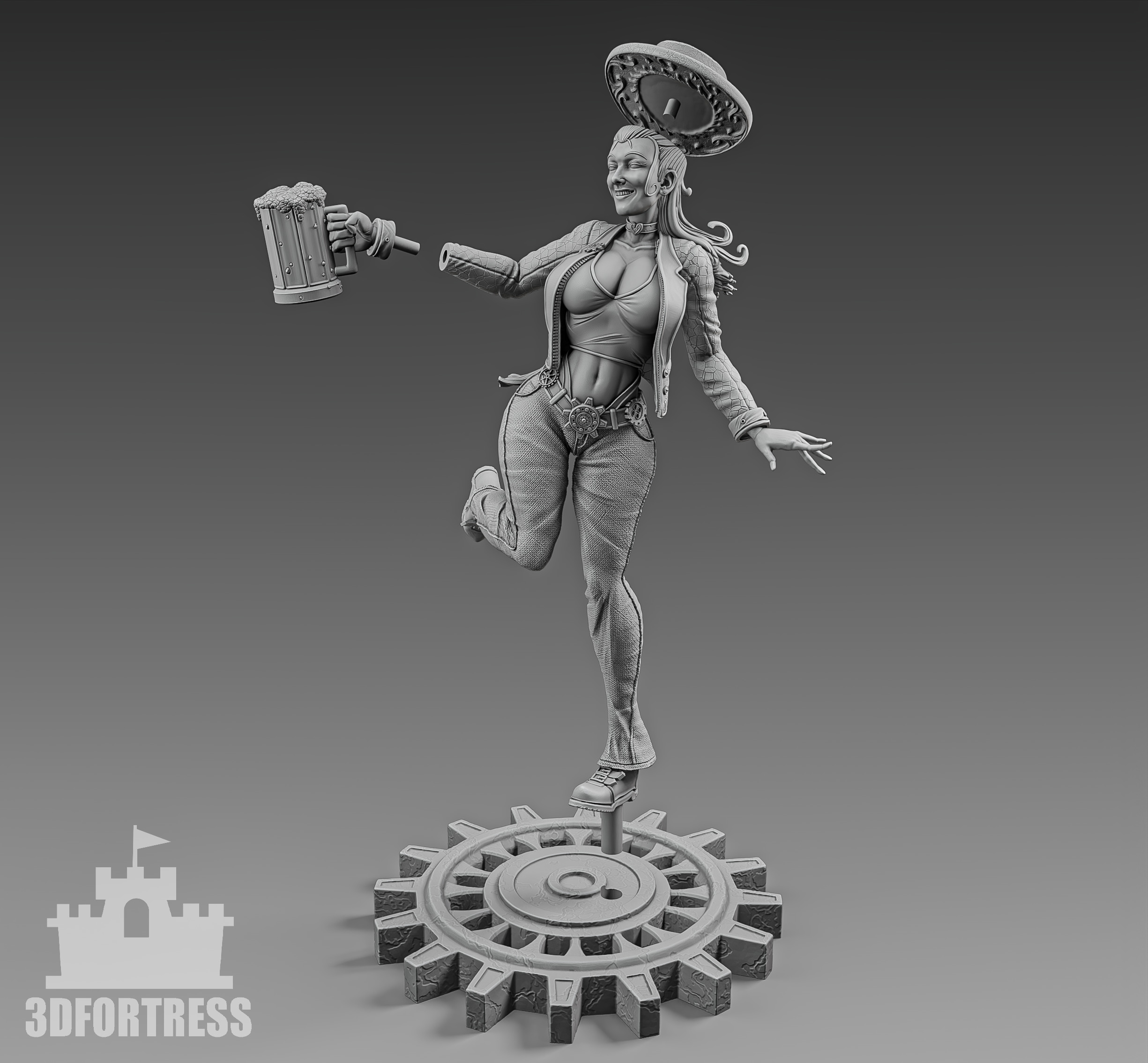 The girl with the beer 3D print model_3
