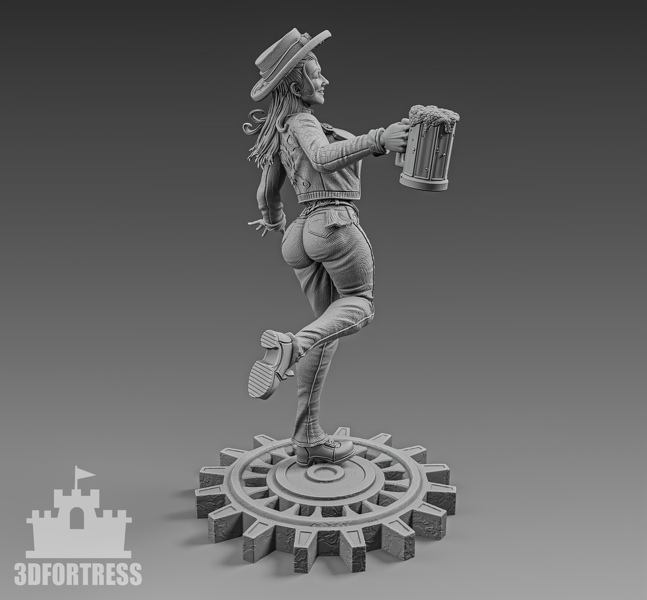 The girl with the beer 3D print model_2