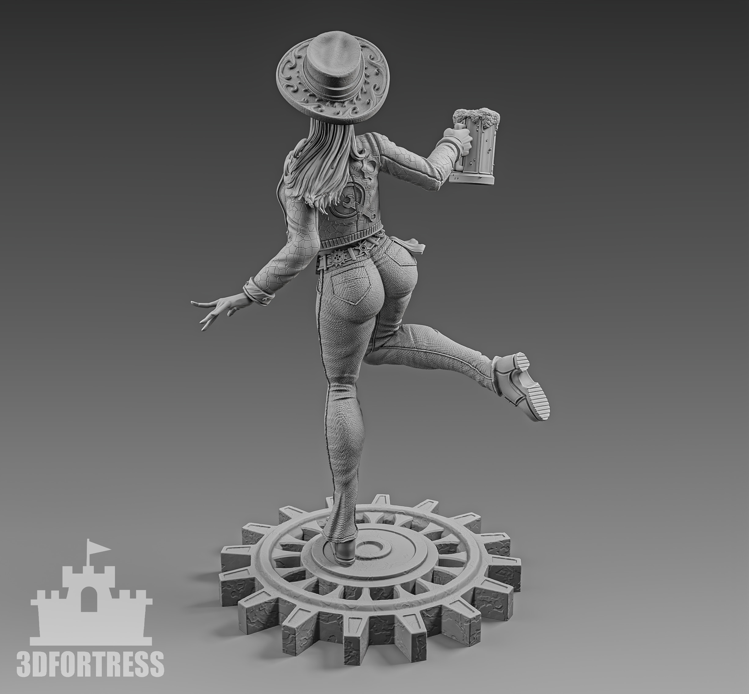 The girl with the beer 3D print model_1