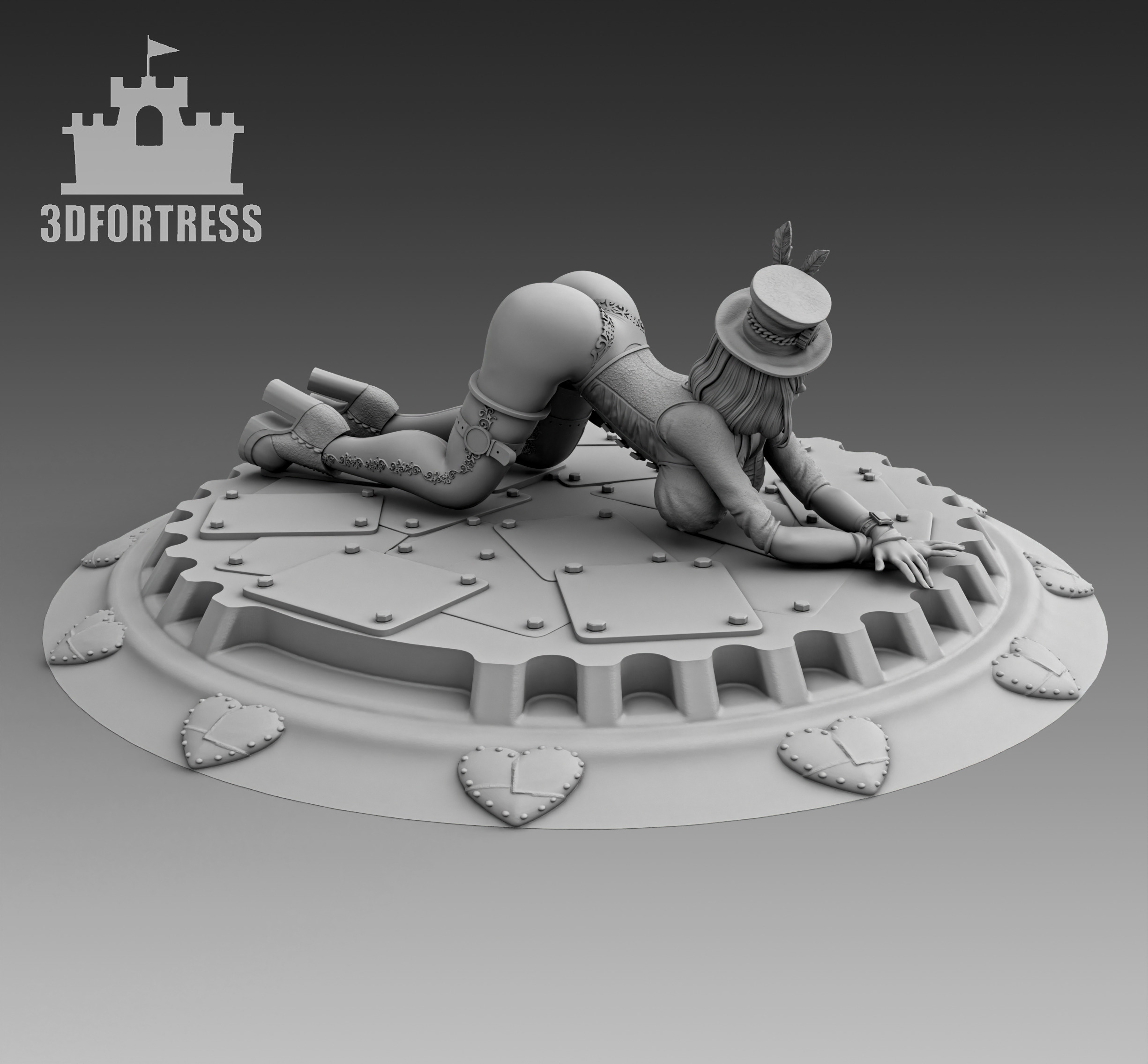 A girl with an outstretched back 3D print model_3