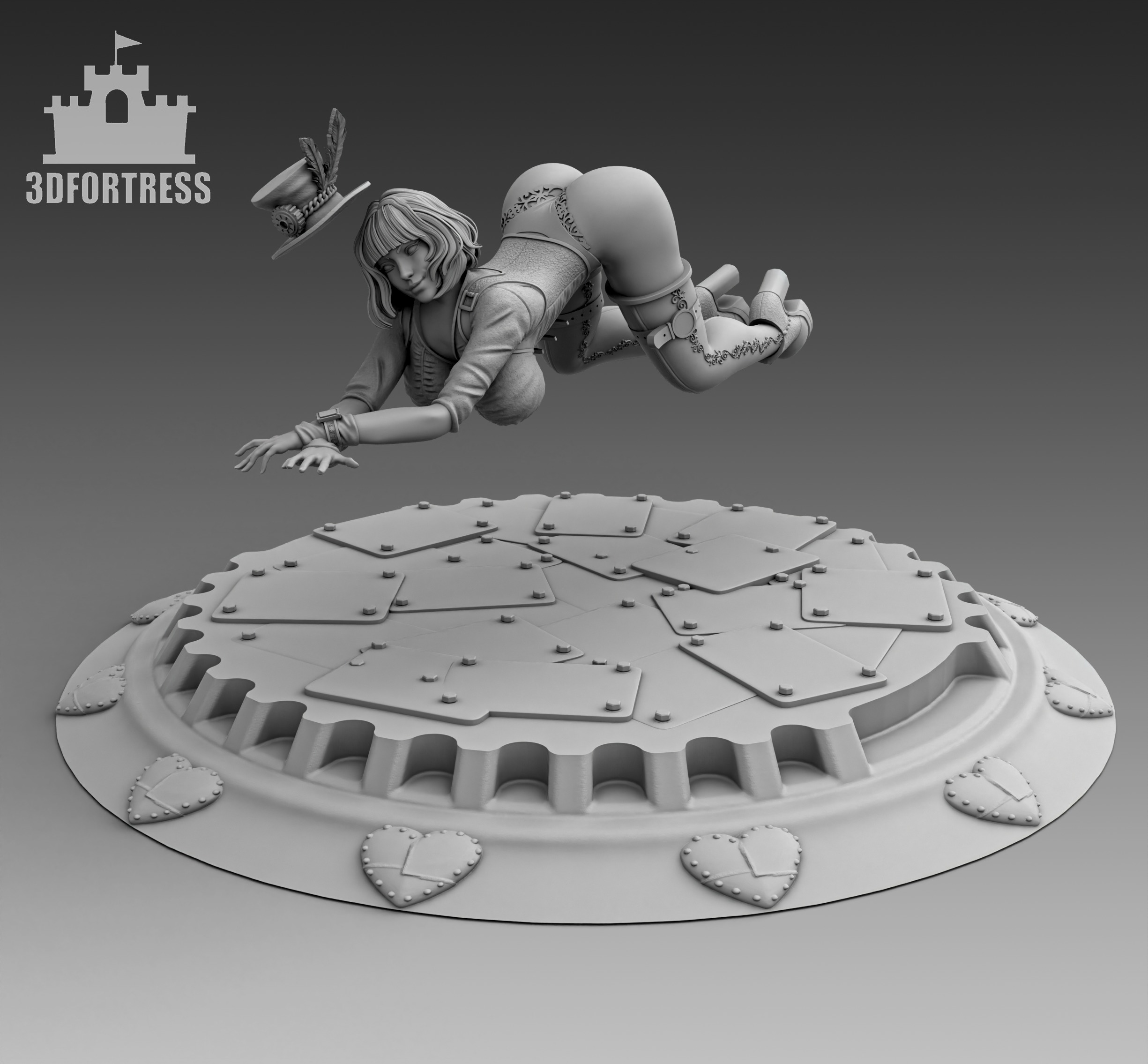 A girl with an outstretched back 3D print model_1