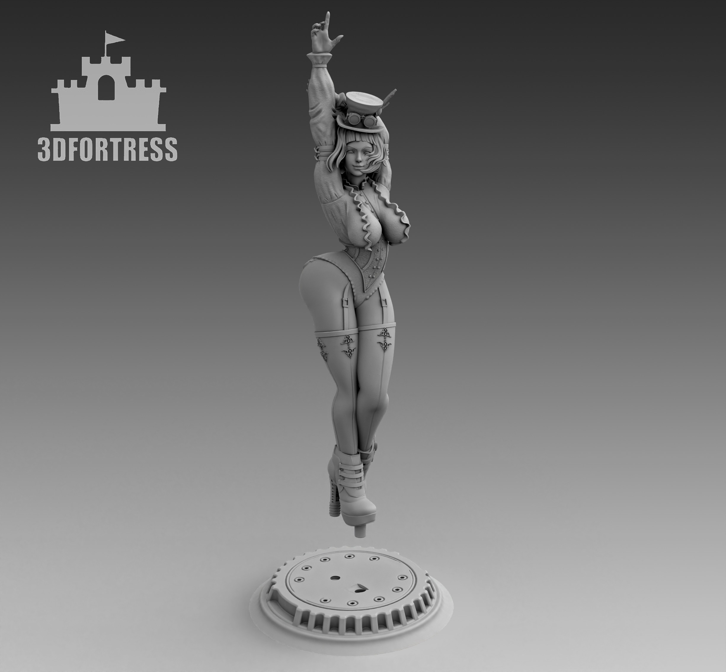 Steampunk-girl 5 3D print model_1