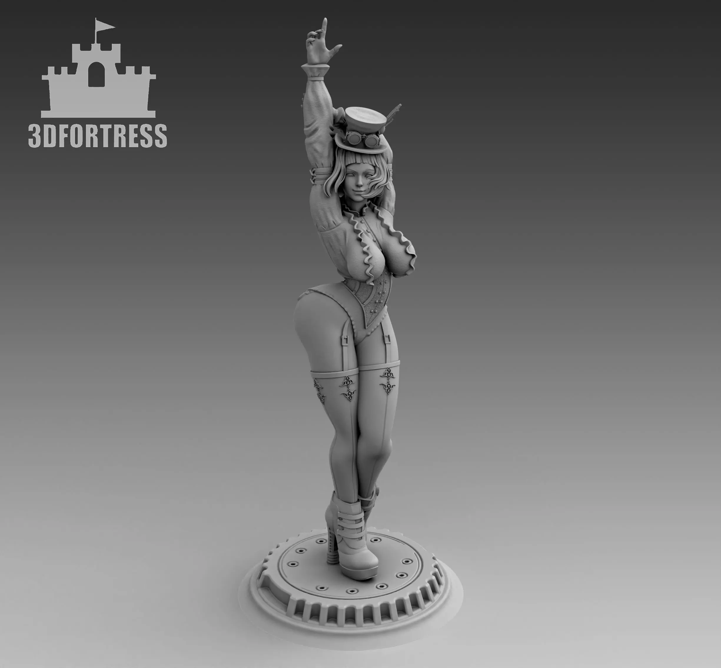 Steampunk-girl 5 3D print model_0