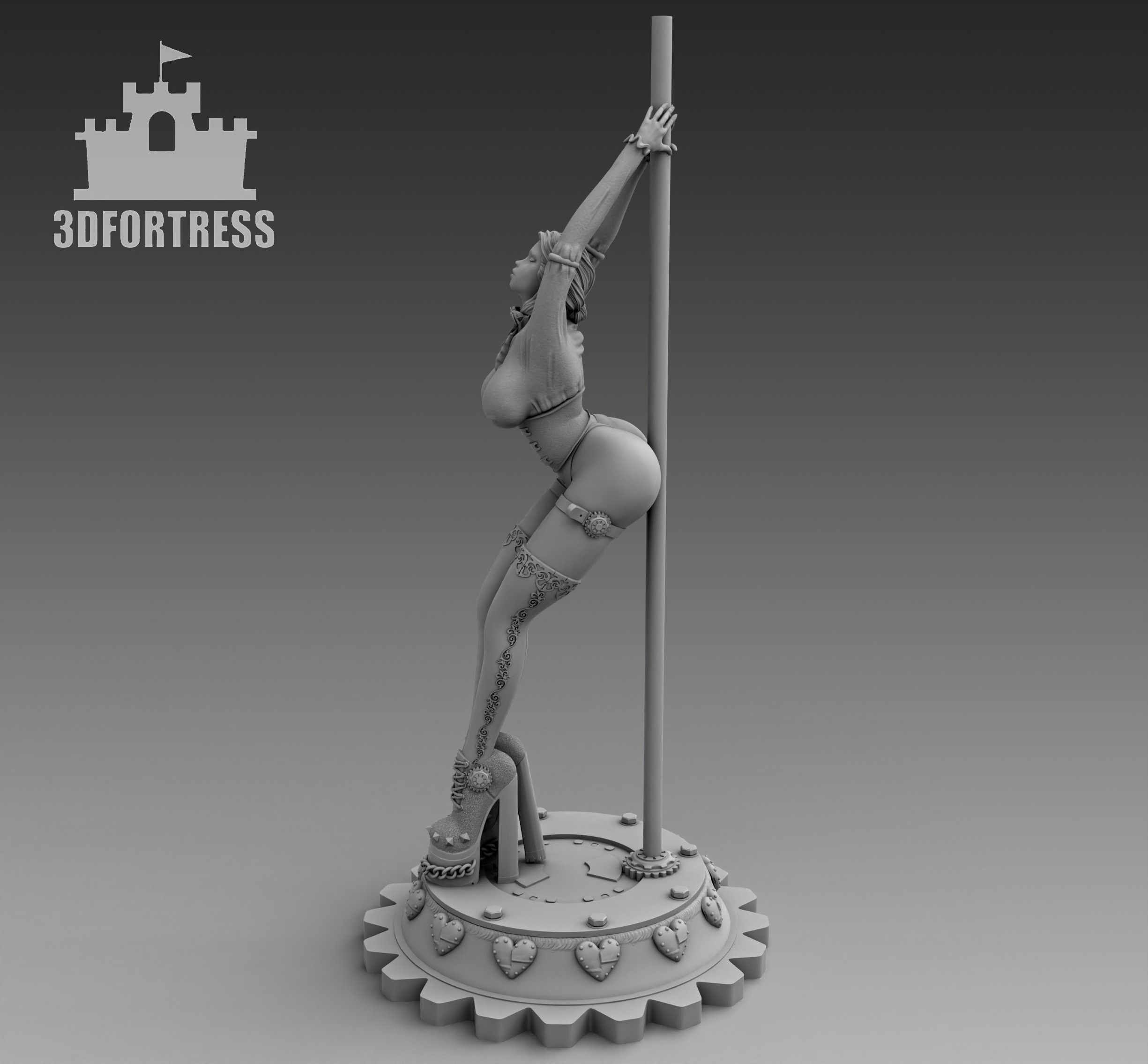  The girl on the pole 3D print model_2