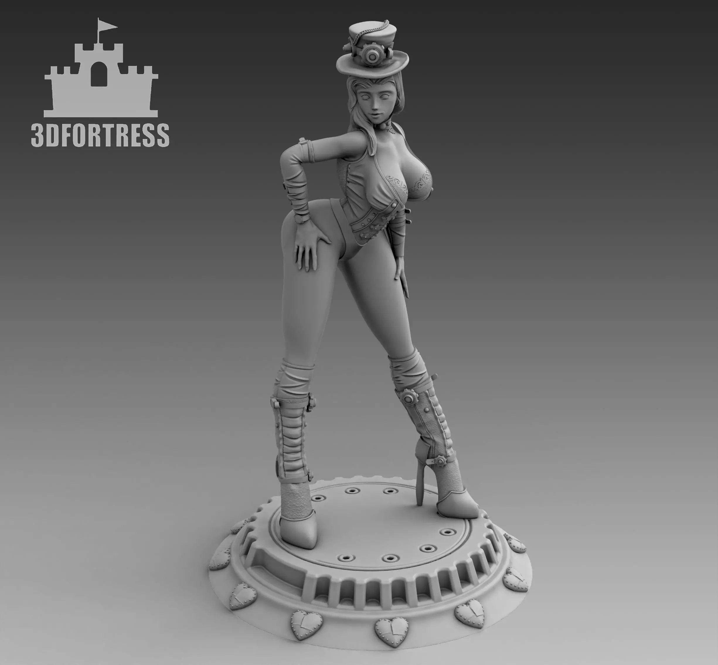 Steampunk-girl 4 3D print model_0