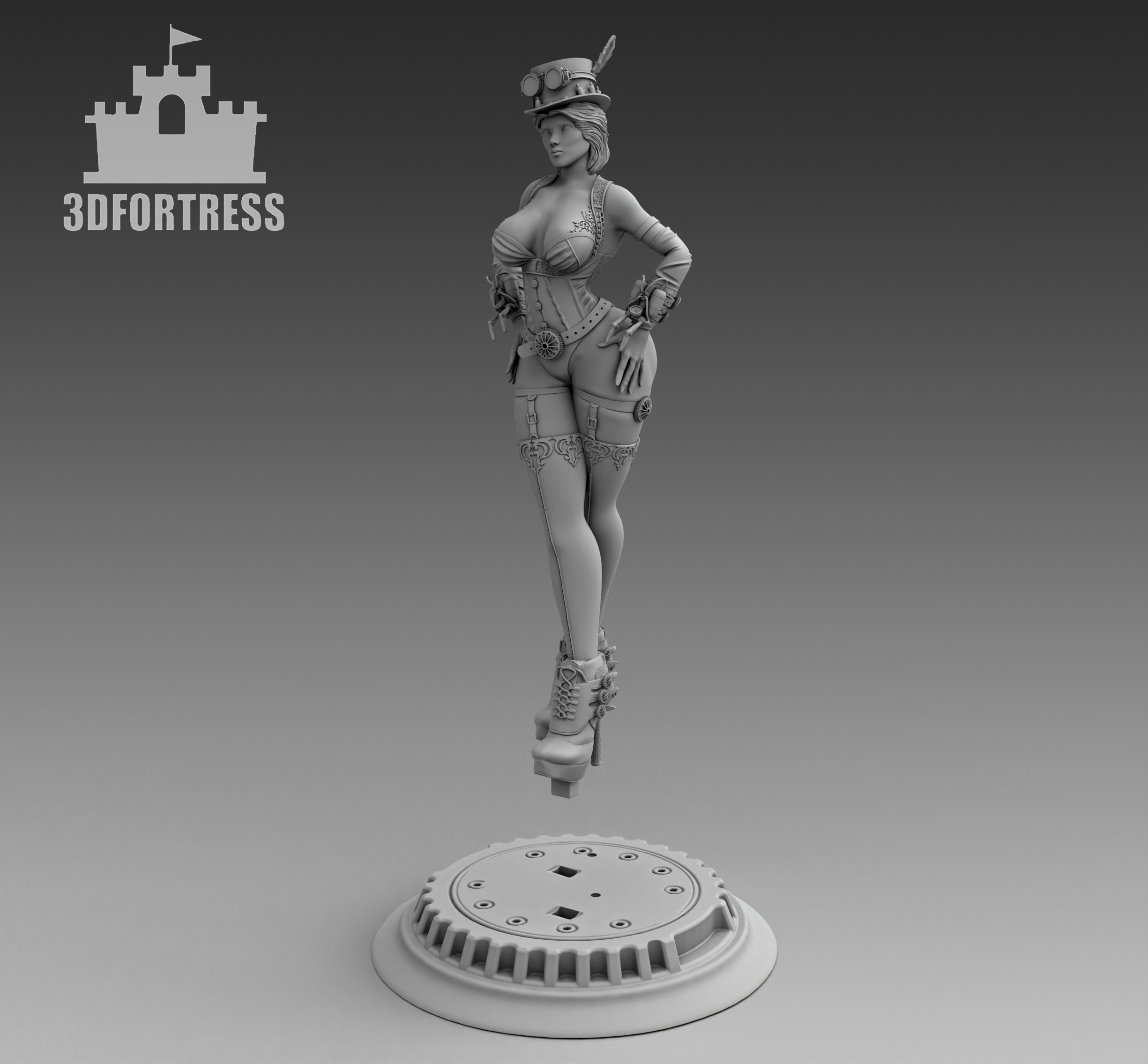 Steampunk-girl 3 3D print model_1