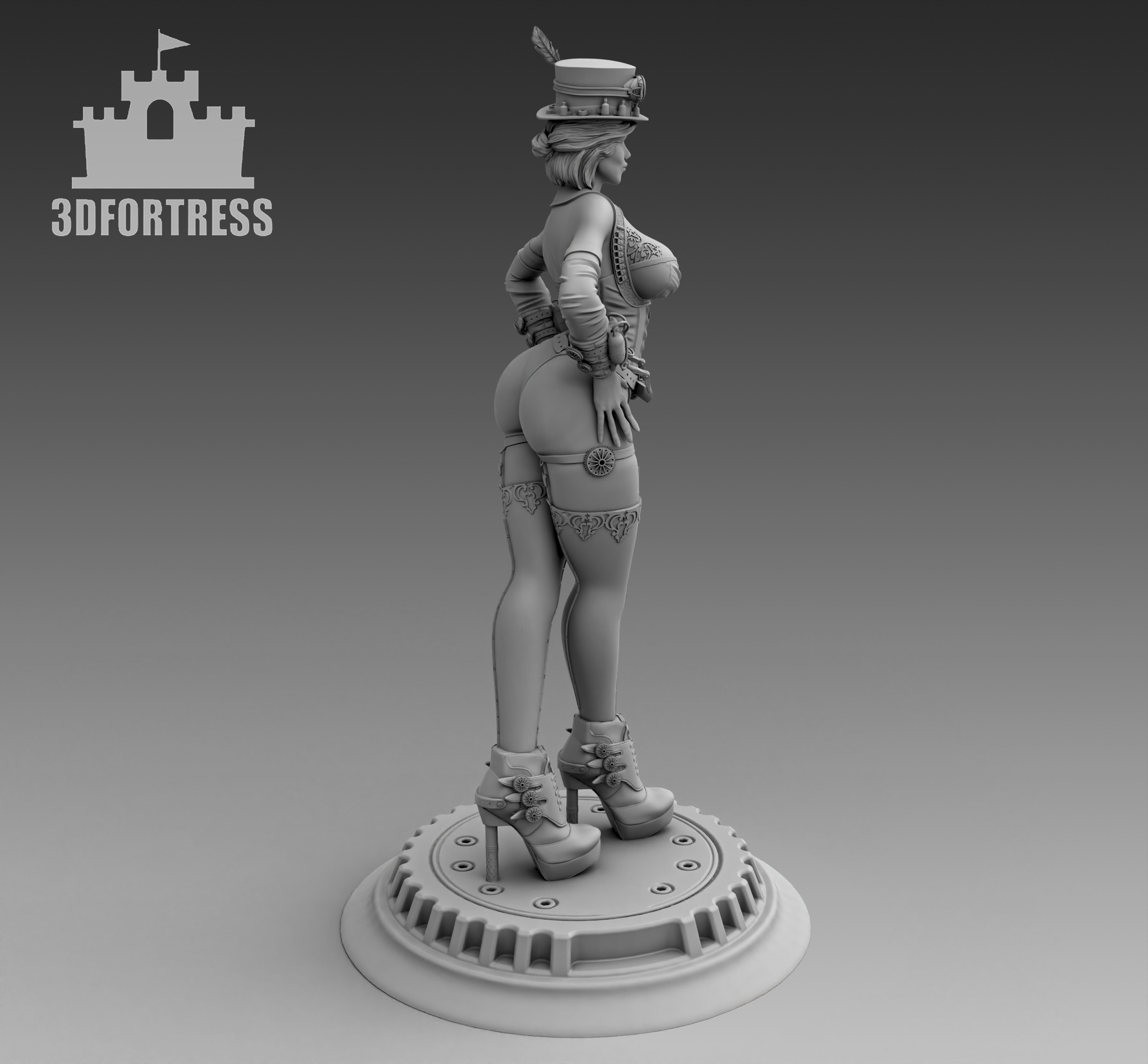 Steampunk-girl 3 3D print model_2