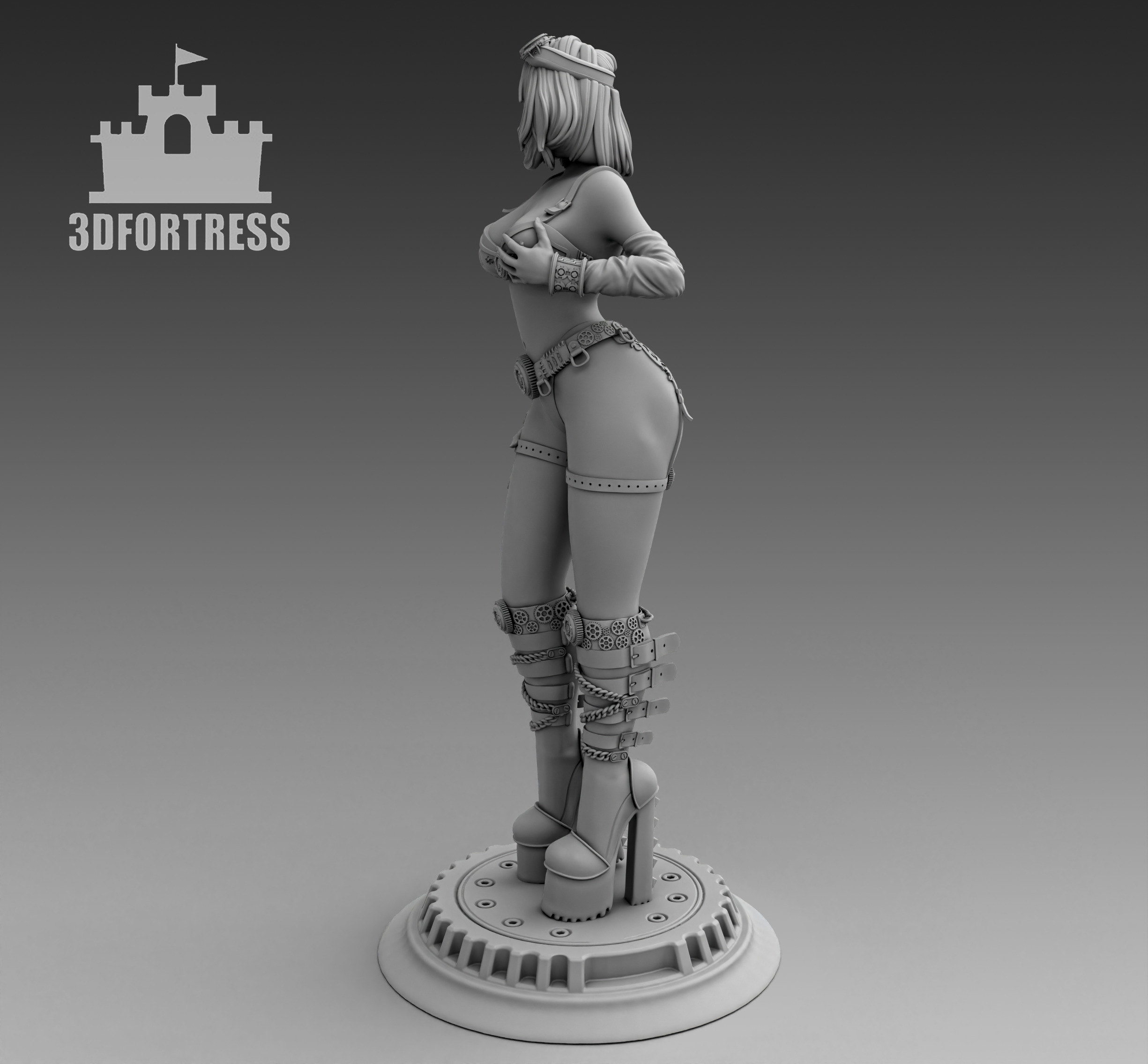 Steampunk-girl 2 3D print model_2