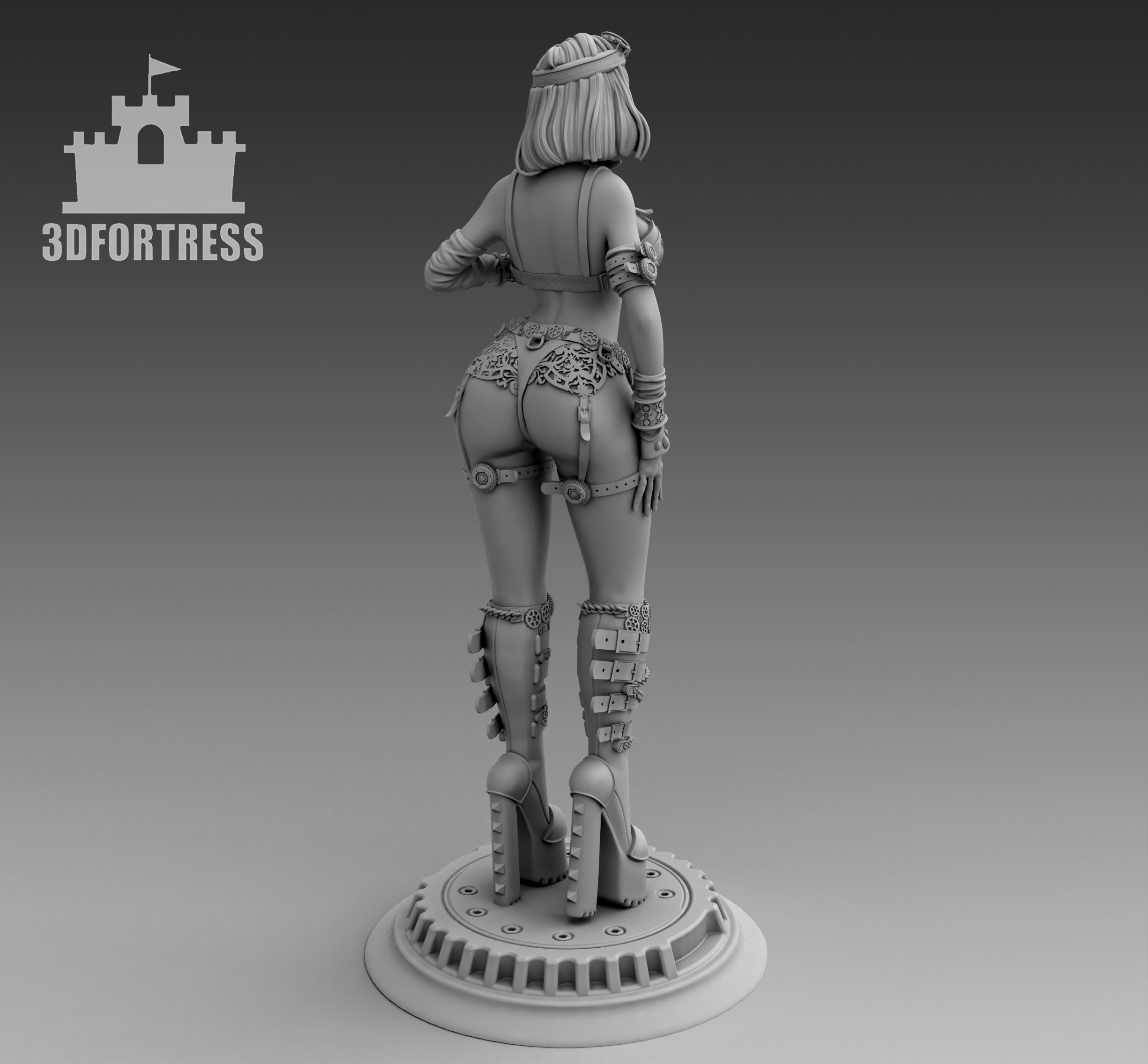 Steampunk-girl 2 3D print model_3