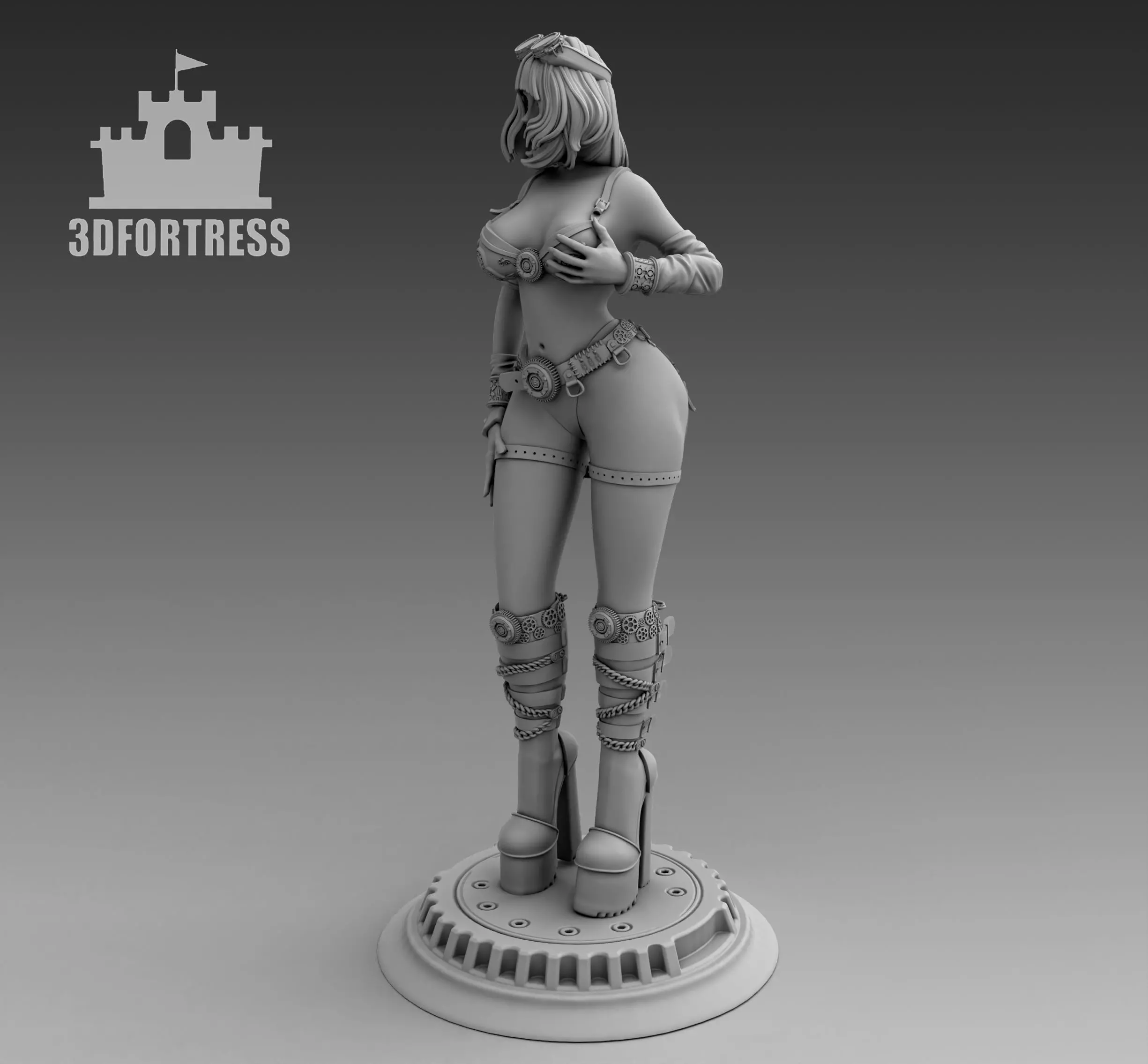 Steampunk-girl 2 3D print model_0