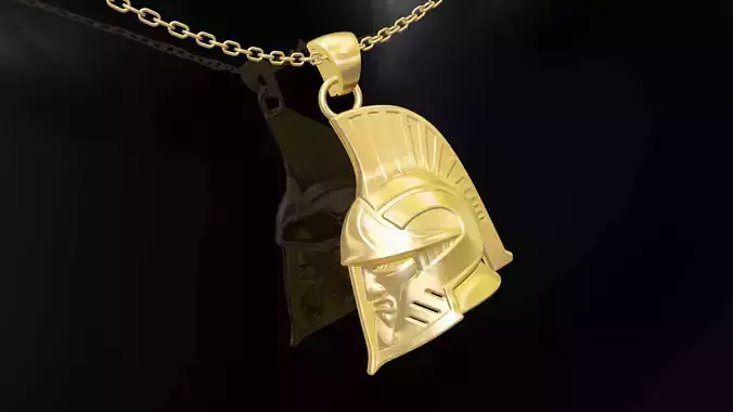 Warrior Helmet pendant jewelry gold