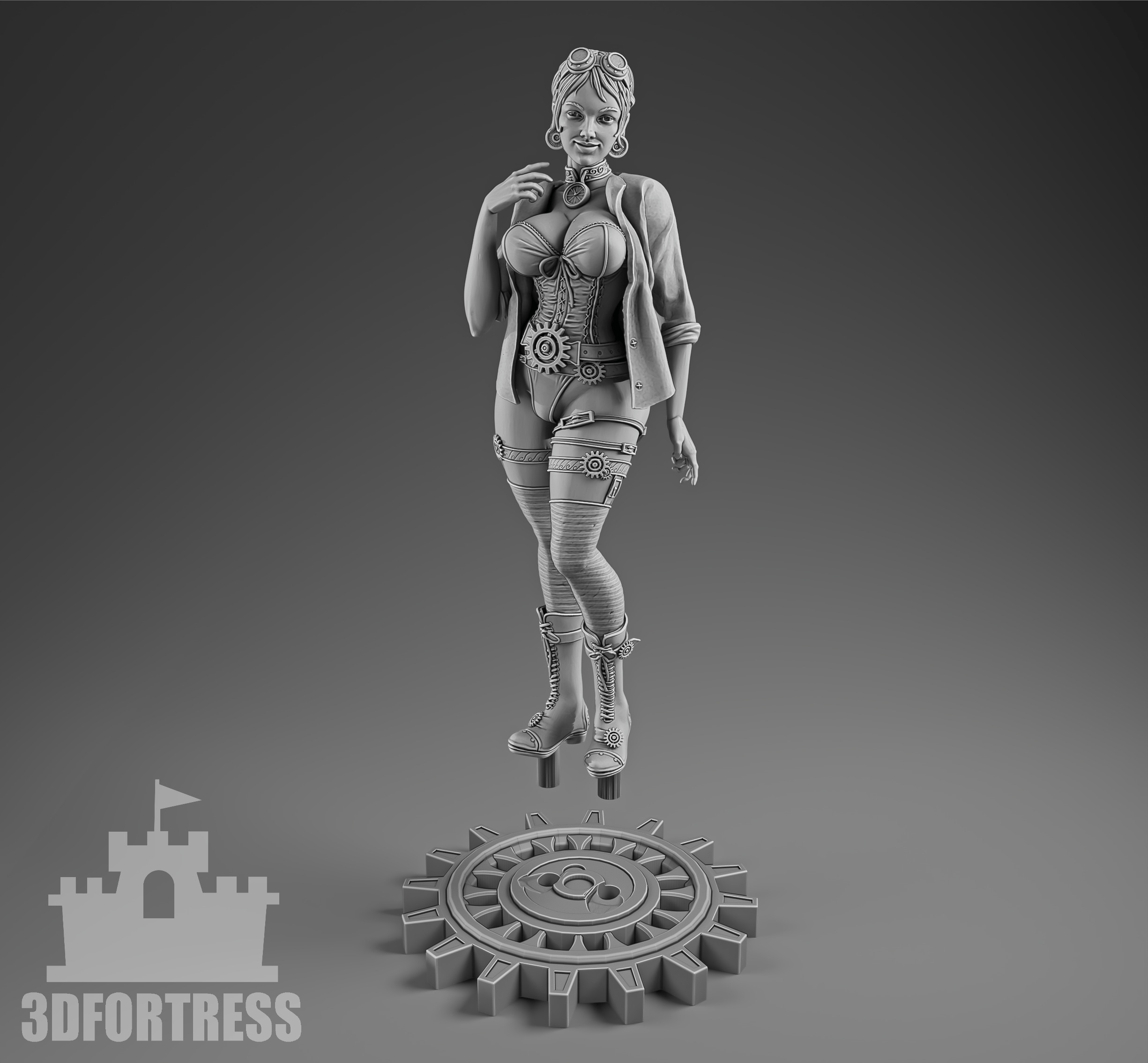 Steampunk-girl 3D print model_3