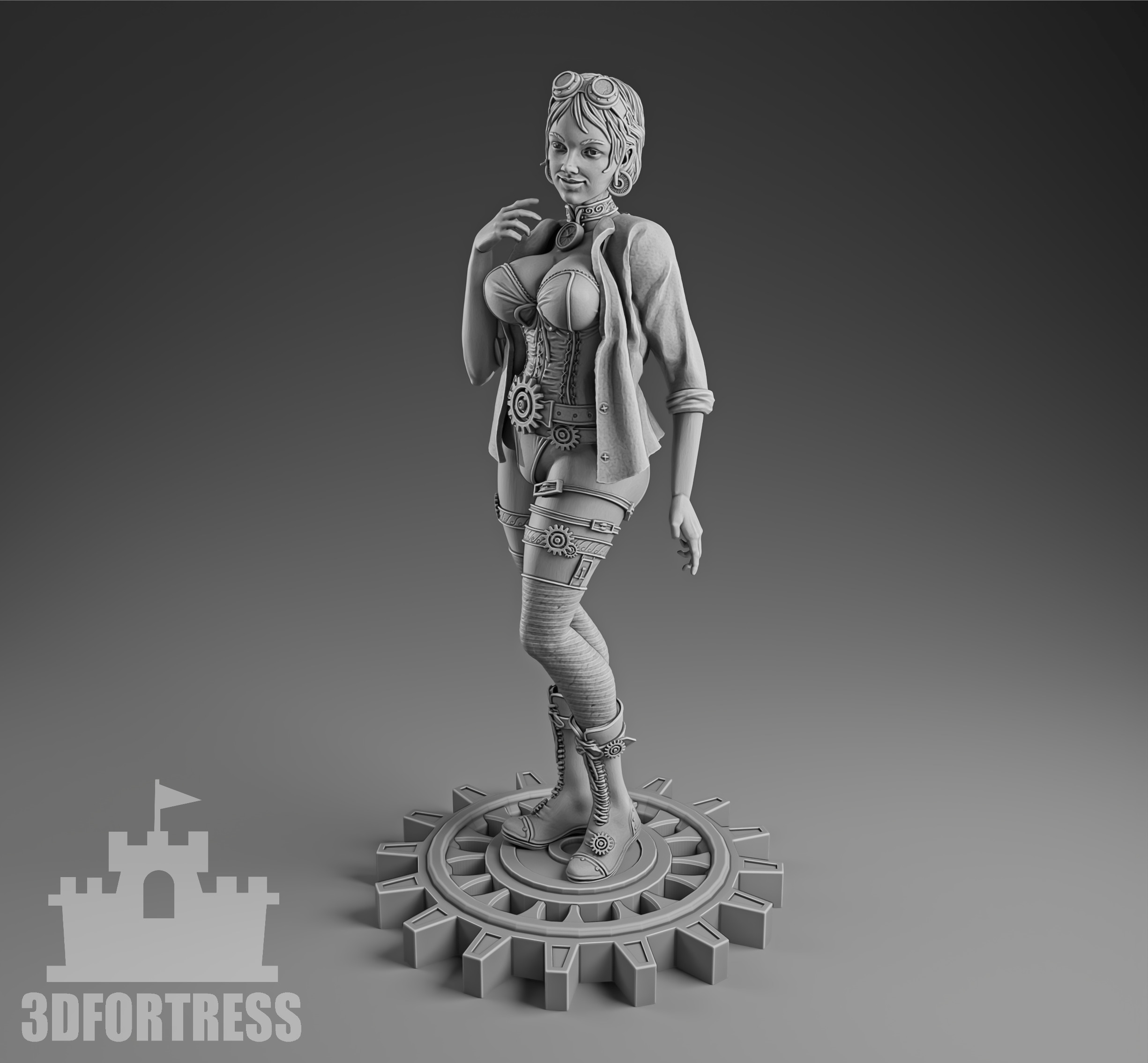 Steampunk-girl 3D print model_1