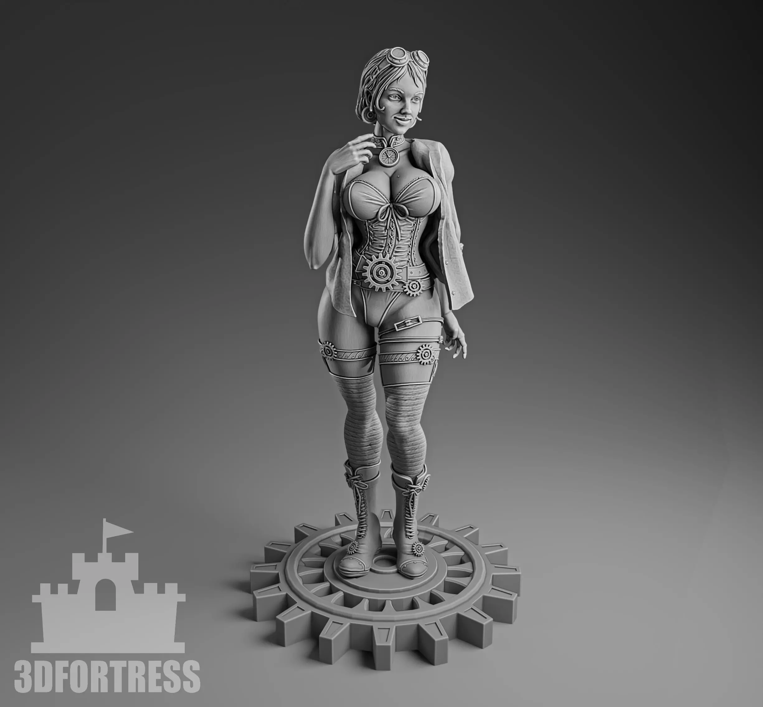 Steampunk-girl 3D print model_0