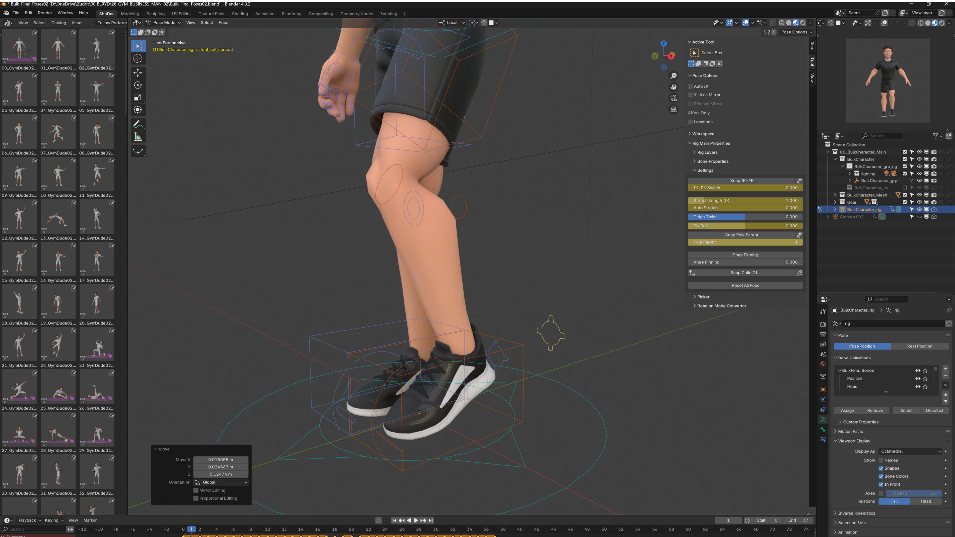 Cartoon Sports Gym Fitness Man Illustrations Style Low-poly 3D model_7