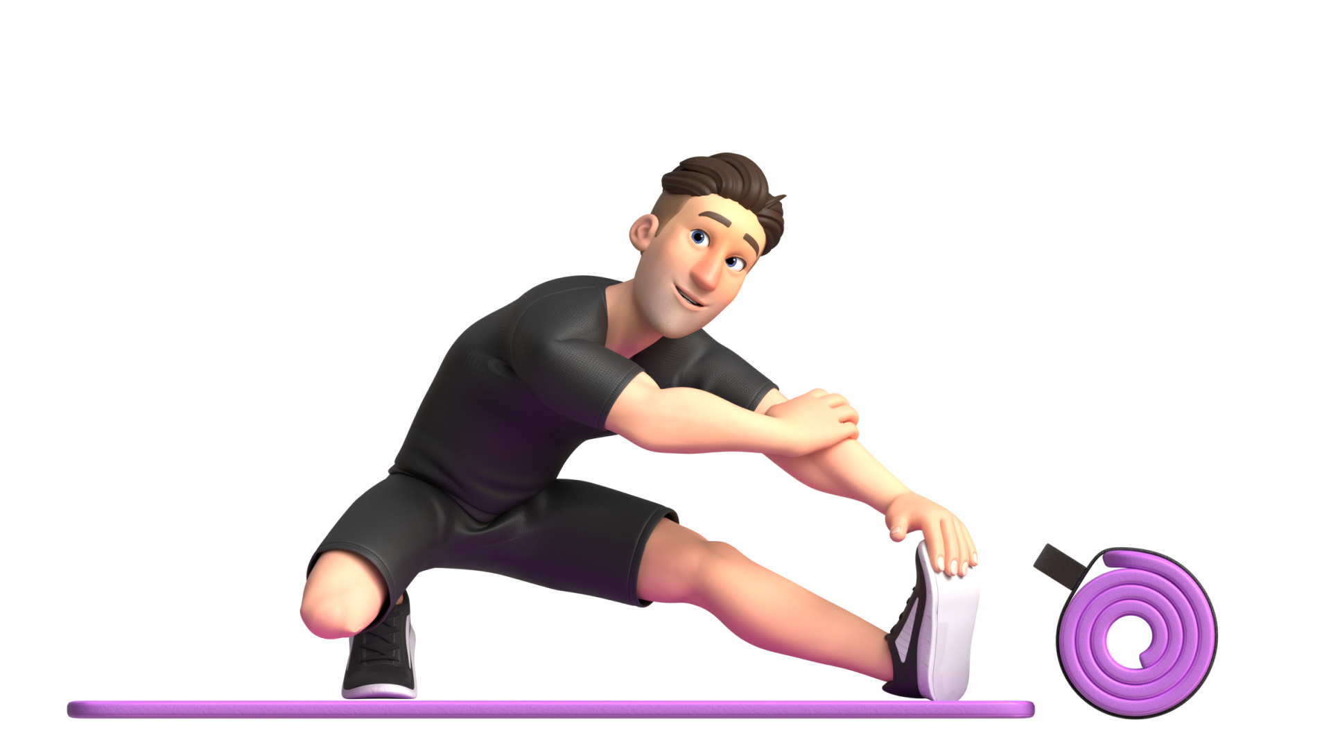 Cartoon Sports Gym Fitness Man Illustrations Style Low-poly 3D model_17