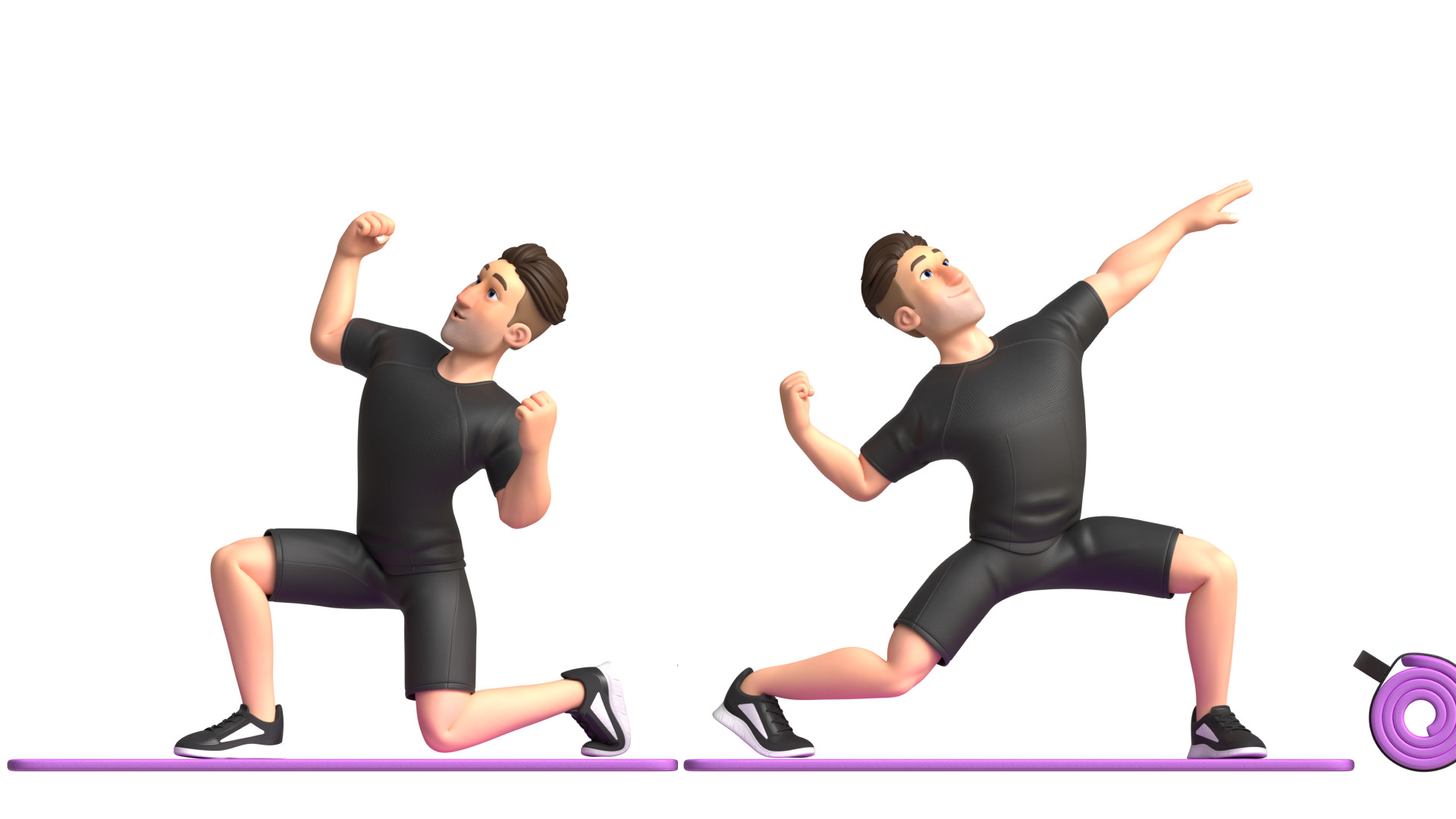 Cartoon Sports Gym Fitness Man Illustrations Style Low-poly 3D model_22