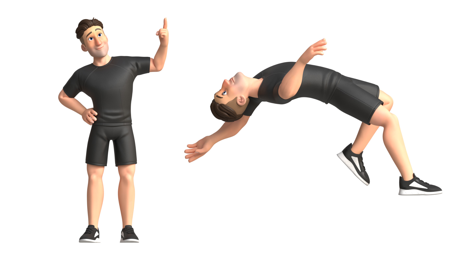 Cartoon Sports Gym Fitness Man Illustrations Style Low-poly 3D model_20