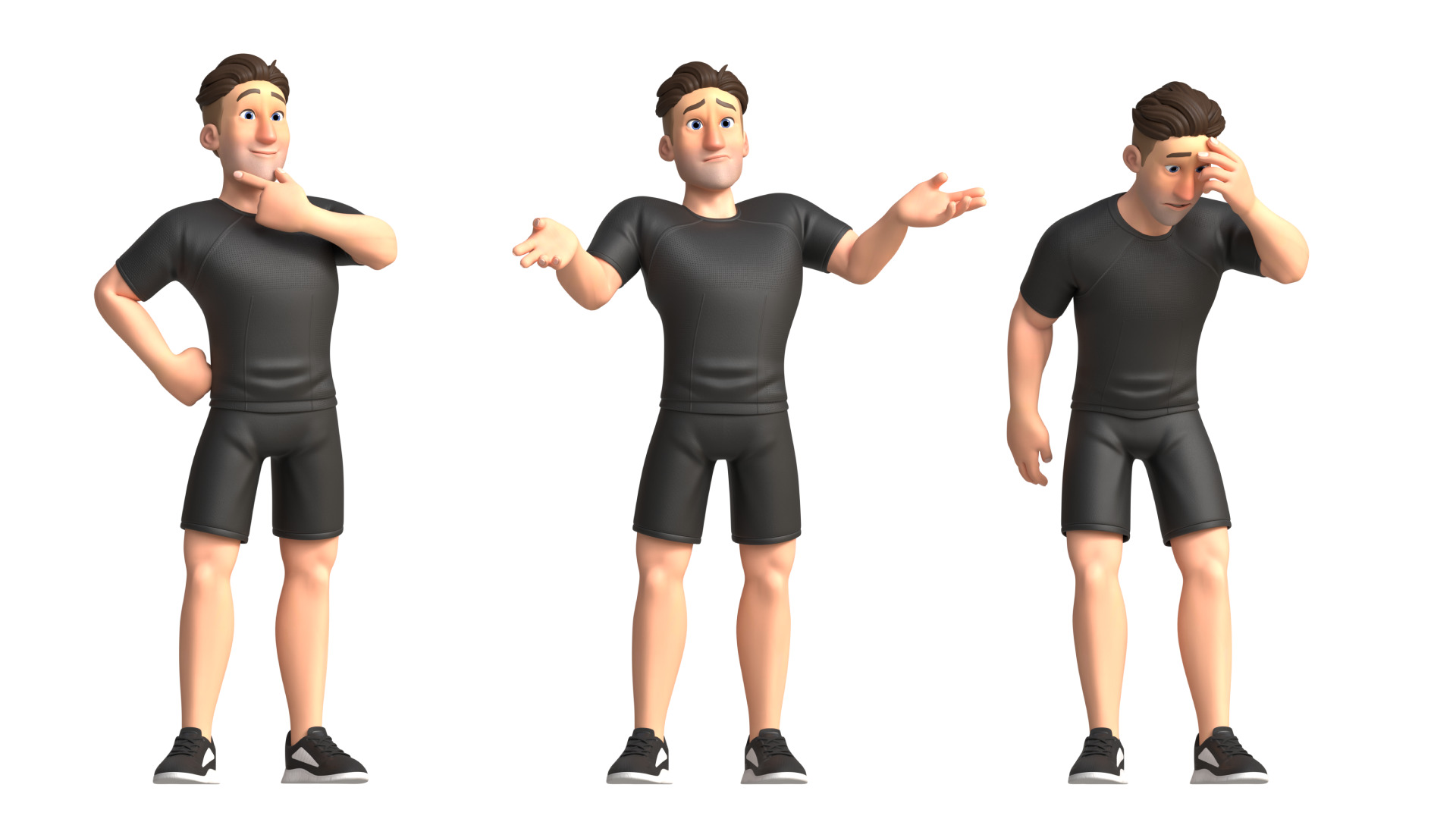 Cartoon Sports Gym Fitness Man Illustrations Style Low-poly 3D model_19