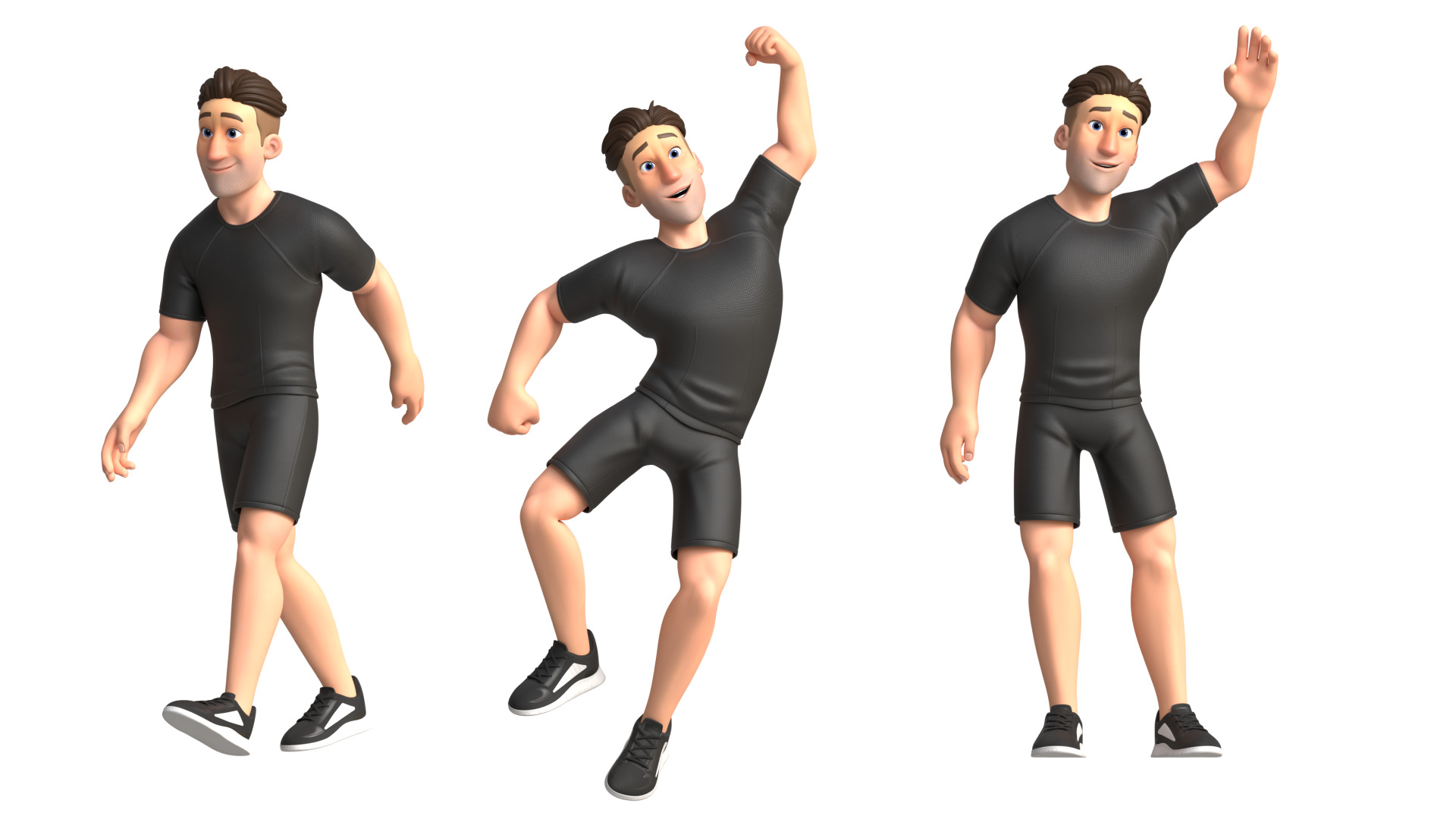 Cartoon Sports Gym Fitness Man Illustrations Style Low-poly 3D model_21
