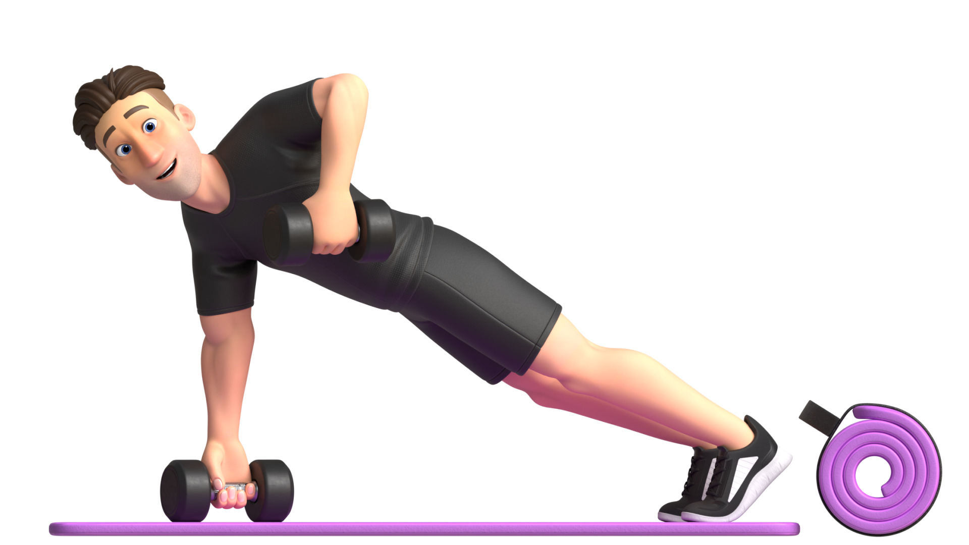 Cartoon Sports Gym Fitness Man Illustrations Style Low-poly 3D model_9