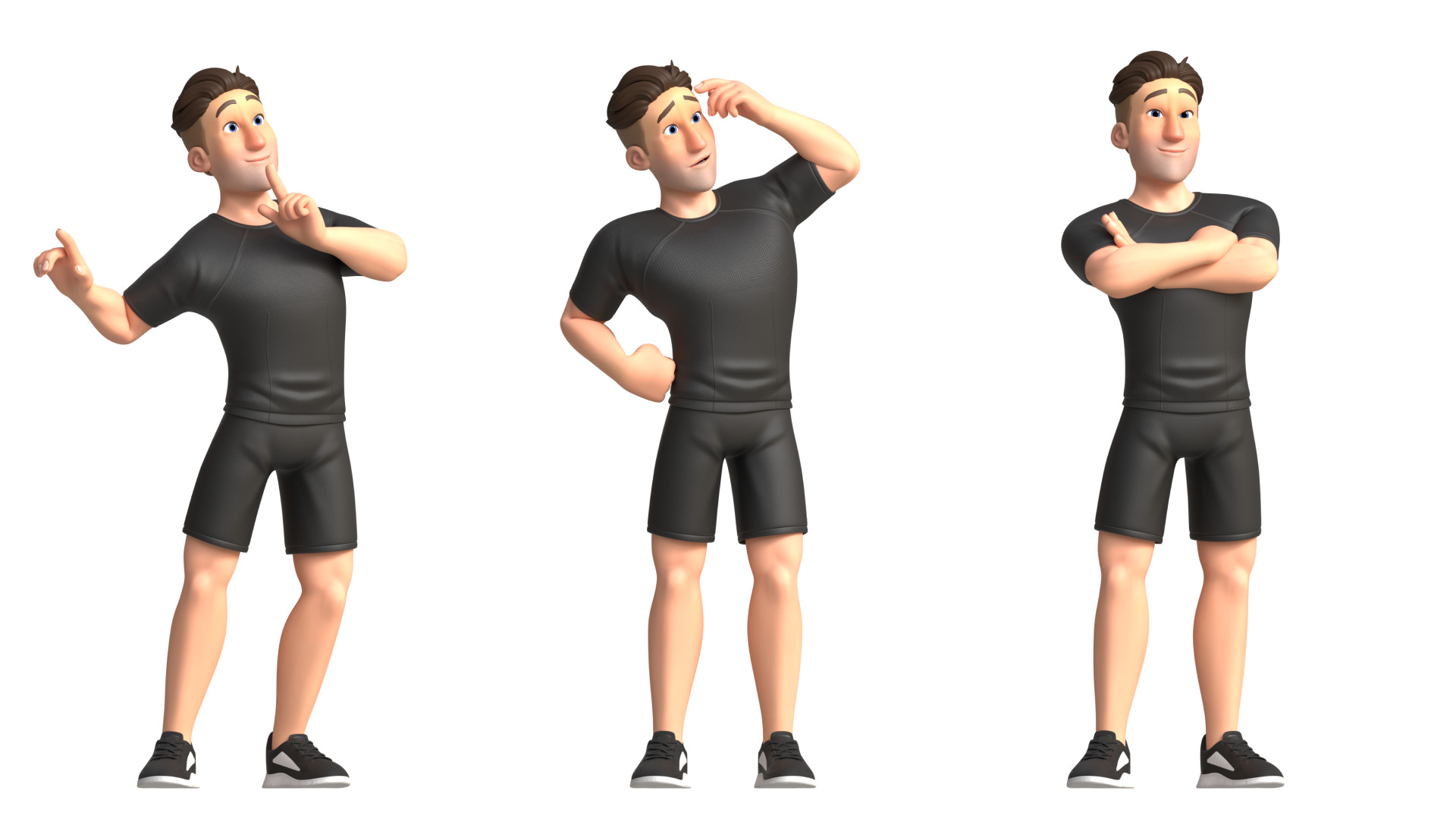 Cartoon Sports Gym Fitness Man Illustrations Style Low-poly 3D model_18