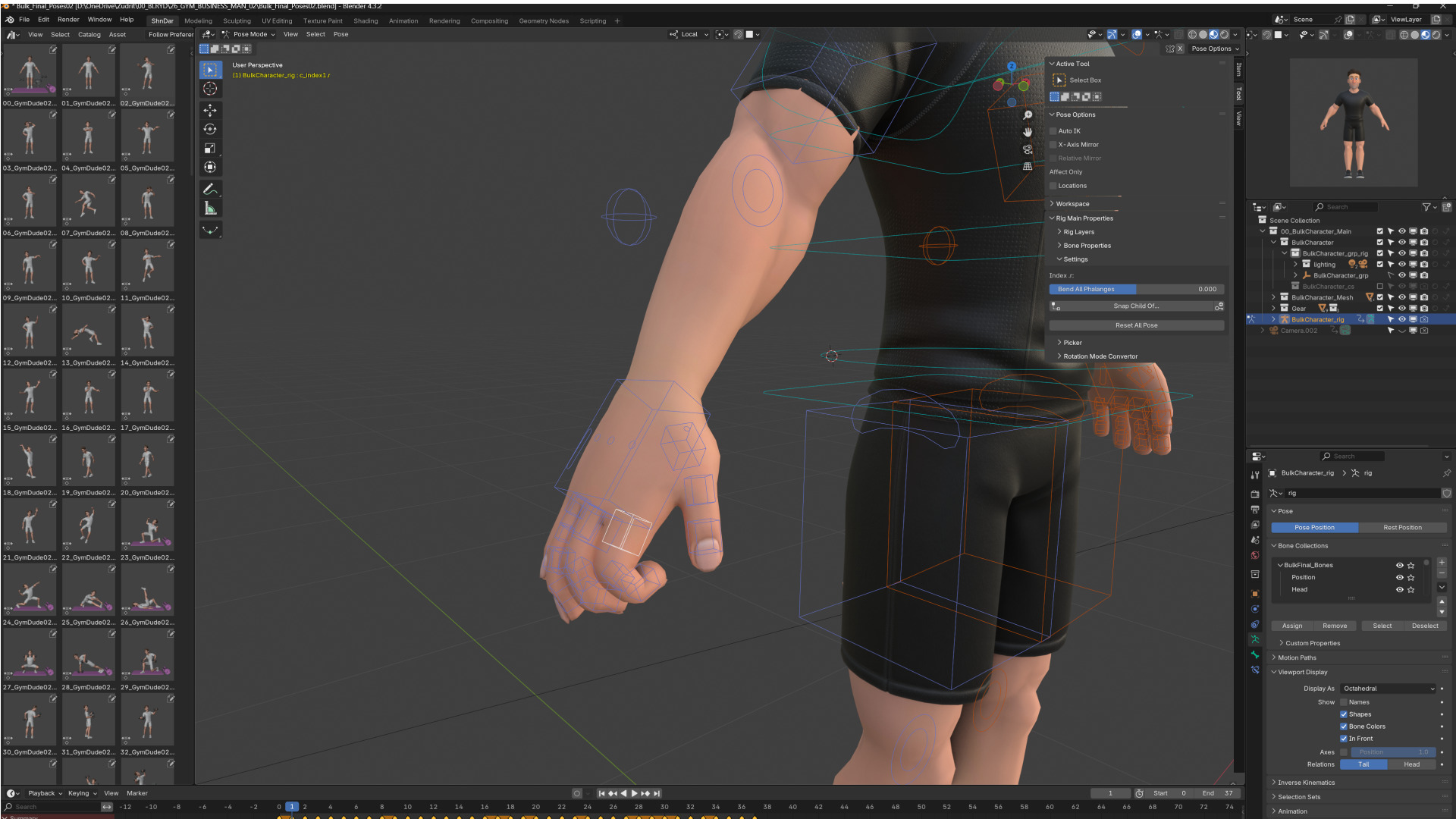 Cartoon Sports Gym Fitness Man Illustrations Style Low-poly 3D model_6