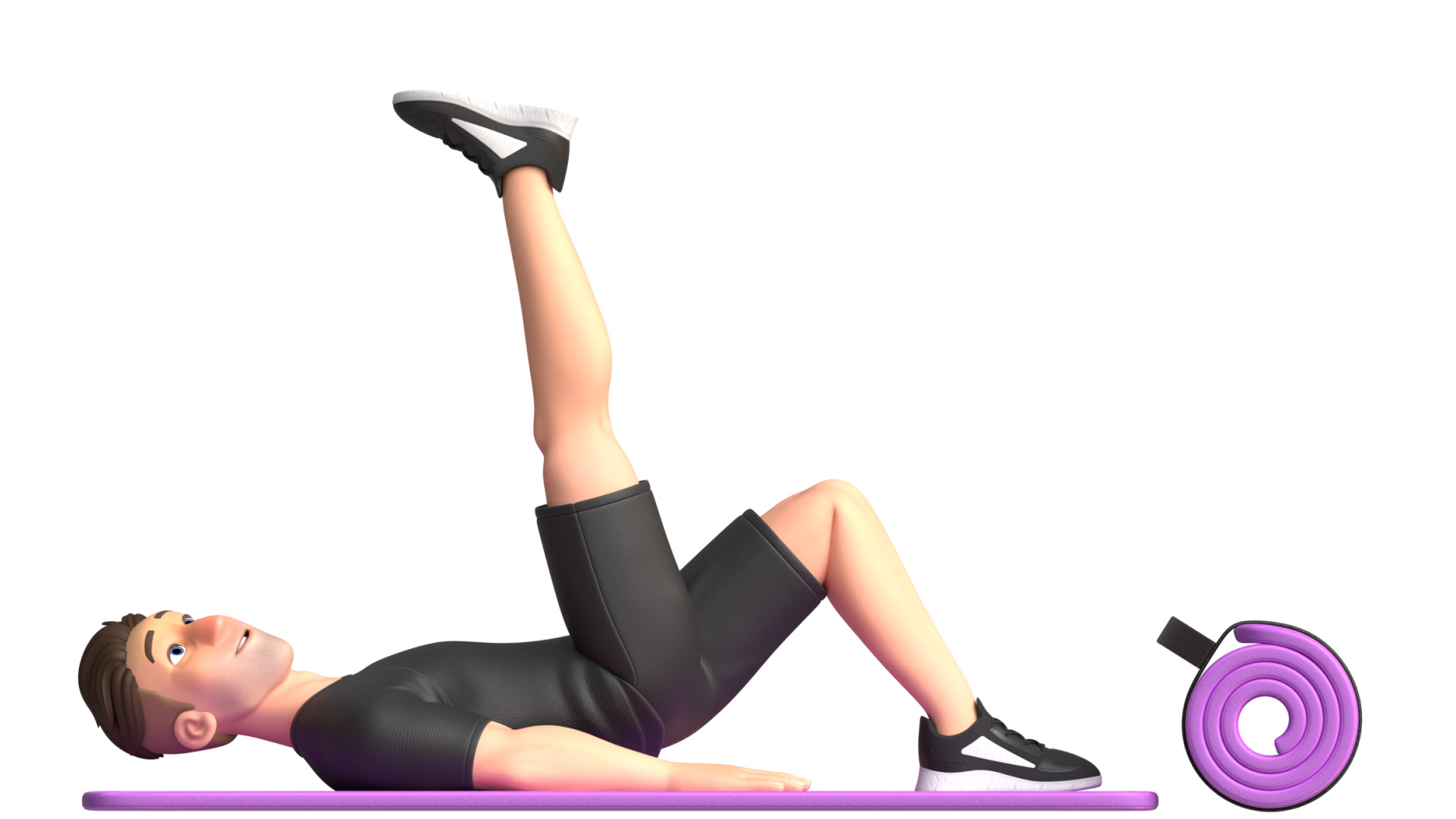 Cartoon Sports Gym Fitness Man Illustrations Style Low-poly 3D model_16