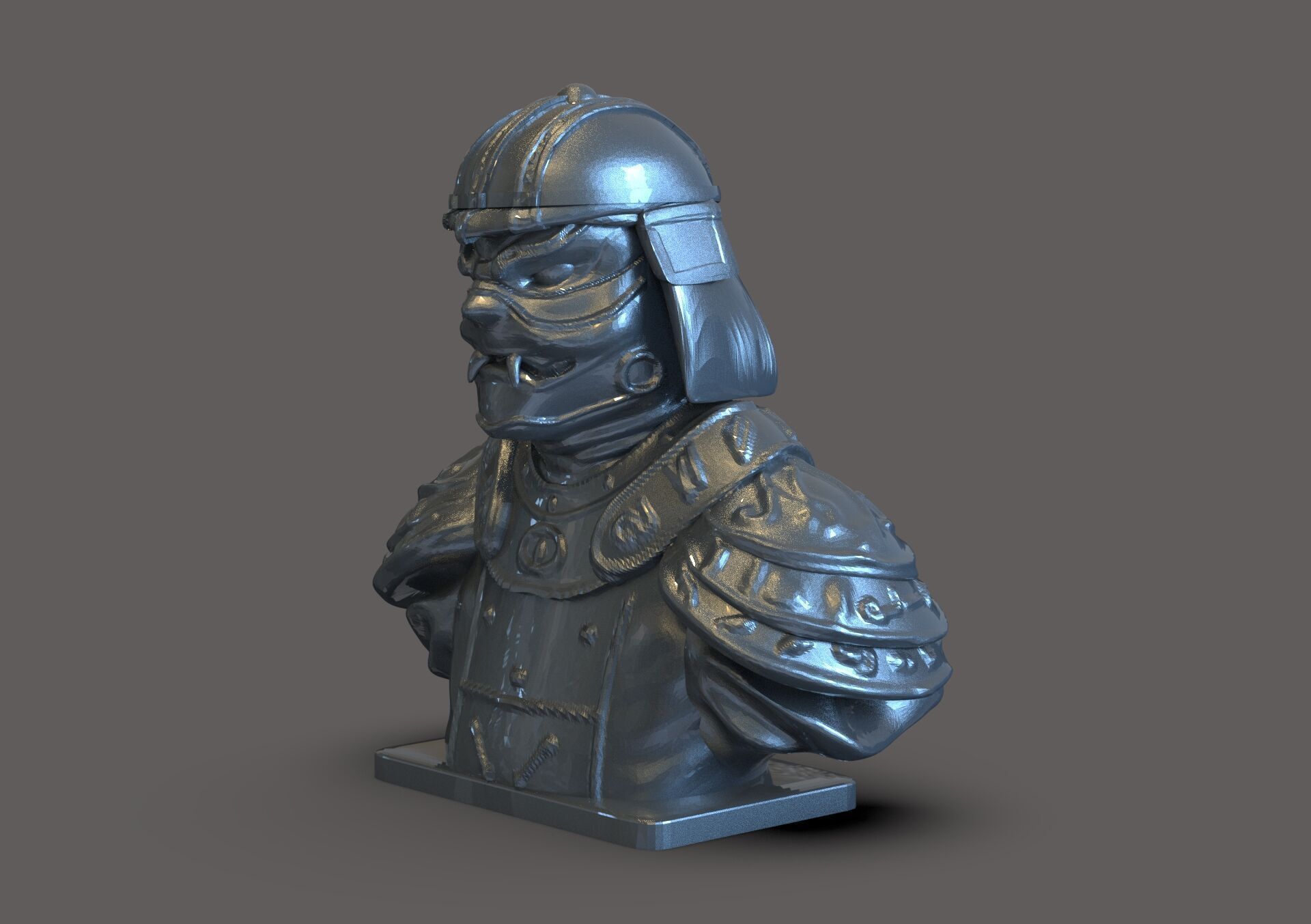 Samurai Bust 3D print model_3