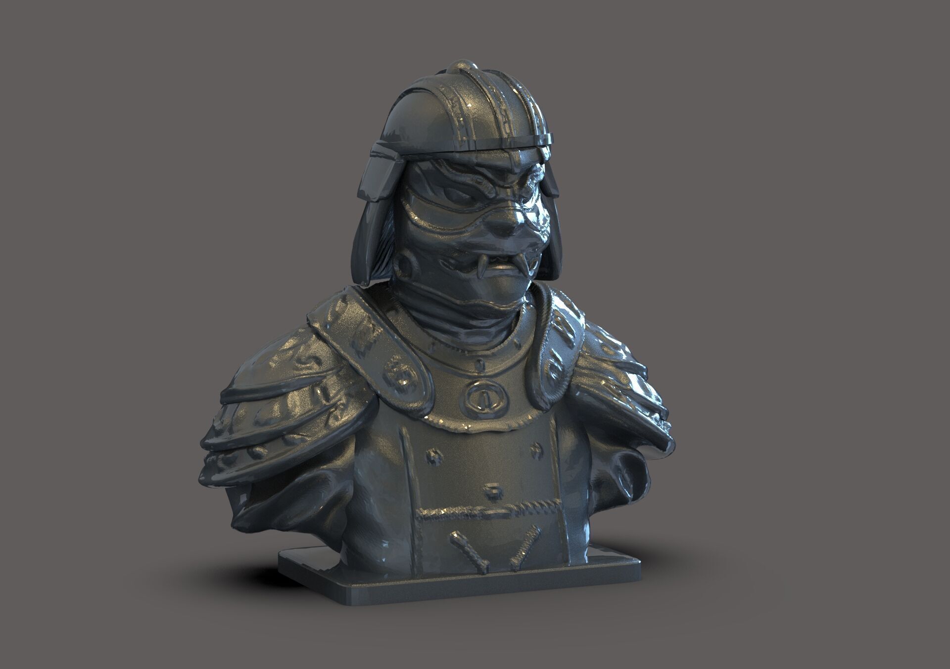 Samurai Bust 3D print model_2