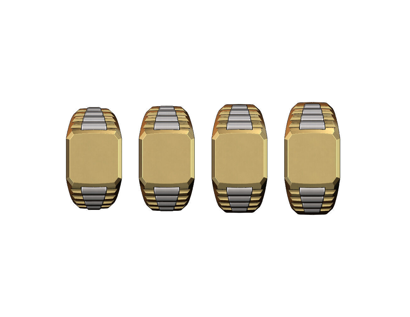 Square presidential link inserts blank signet US sizes 7to10 3D print model_3