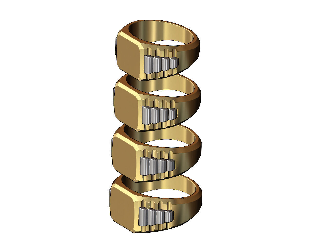 Square presidential link inserts blank signet US sizes 7to10 3D print model_4