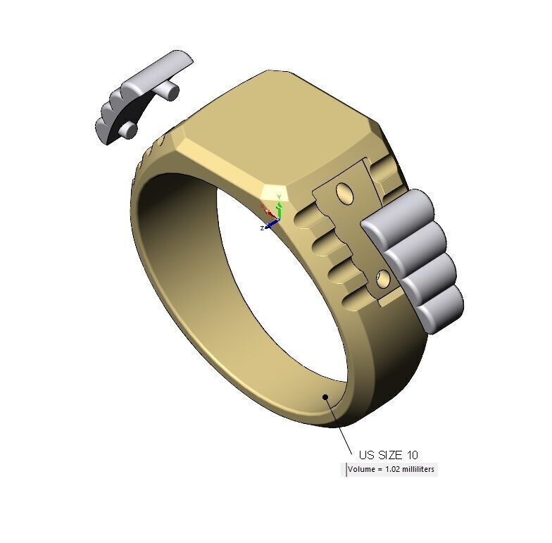 Square presidential link inserts blank signet US sizes 7to10 3D print model_13