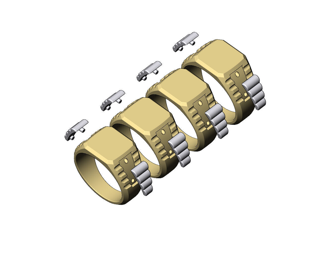 Square presidential link inserts blank signet US sizes 7to10 3D print model_6