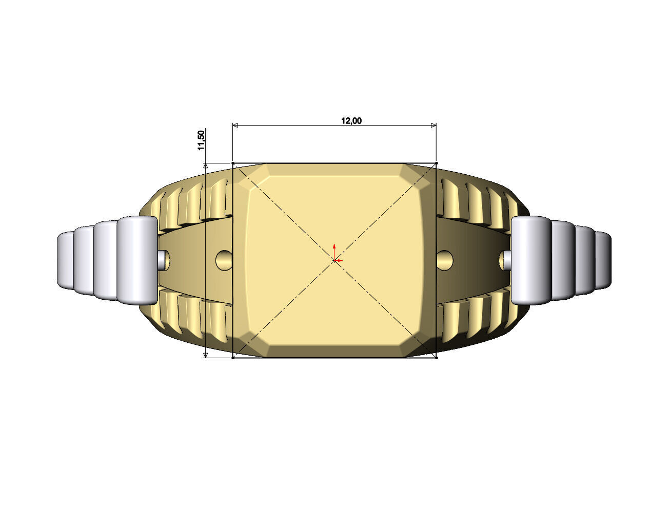 Square presidential link inserts blank signet US sizes 7to10 3D print model_9