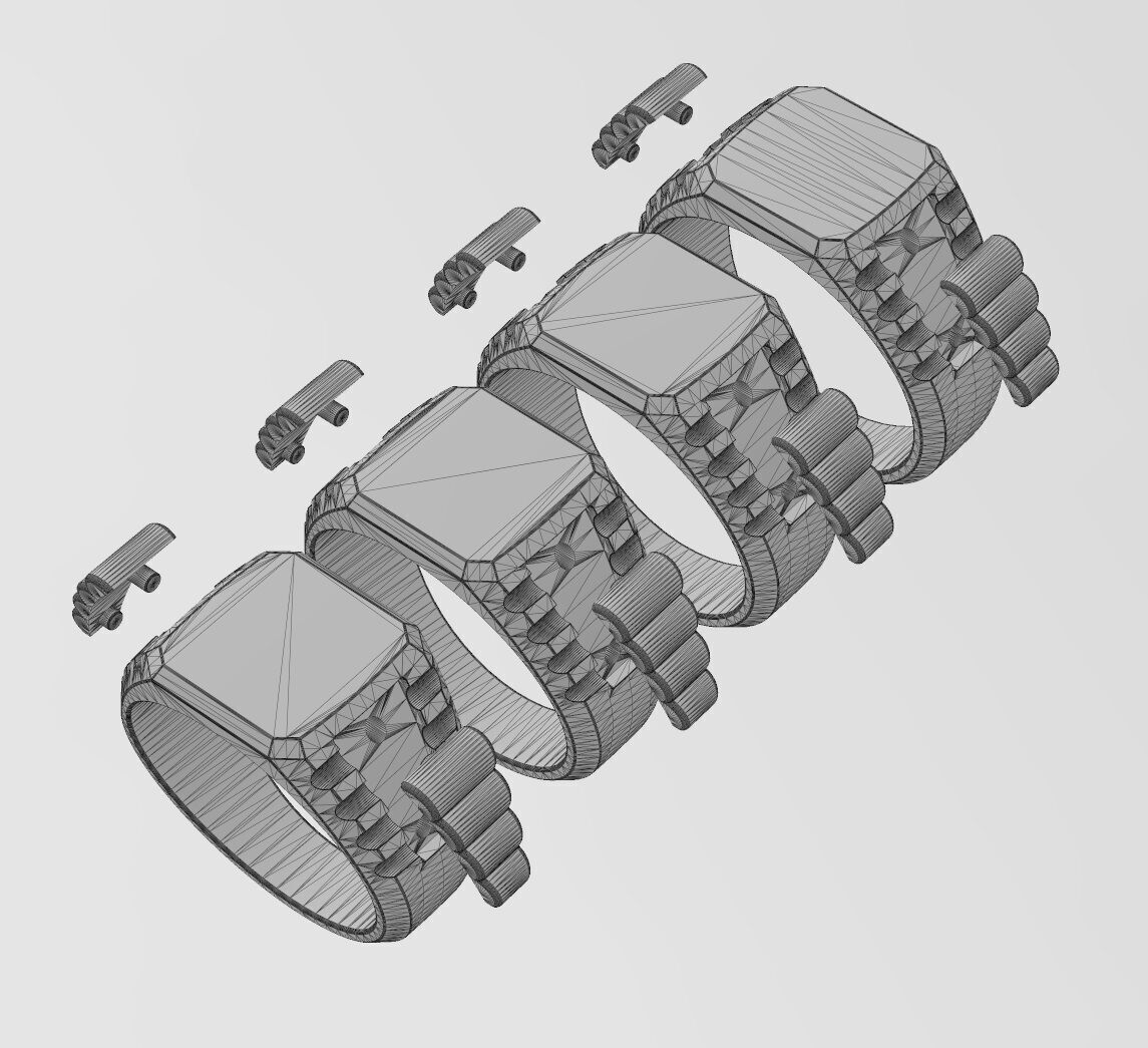 Square presidential link inserts blank signet US sizes 7to10 3D print model_14