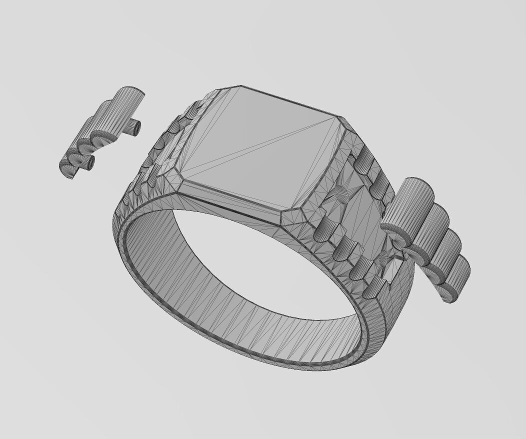 Square presidential link inserts blank signet US sizes 7to10 3D print model_16