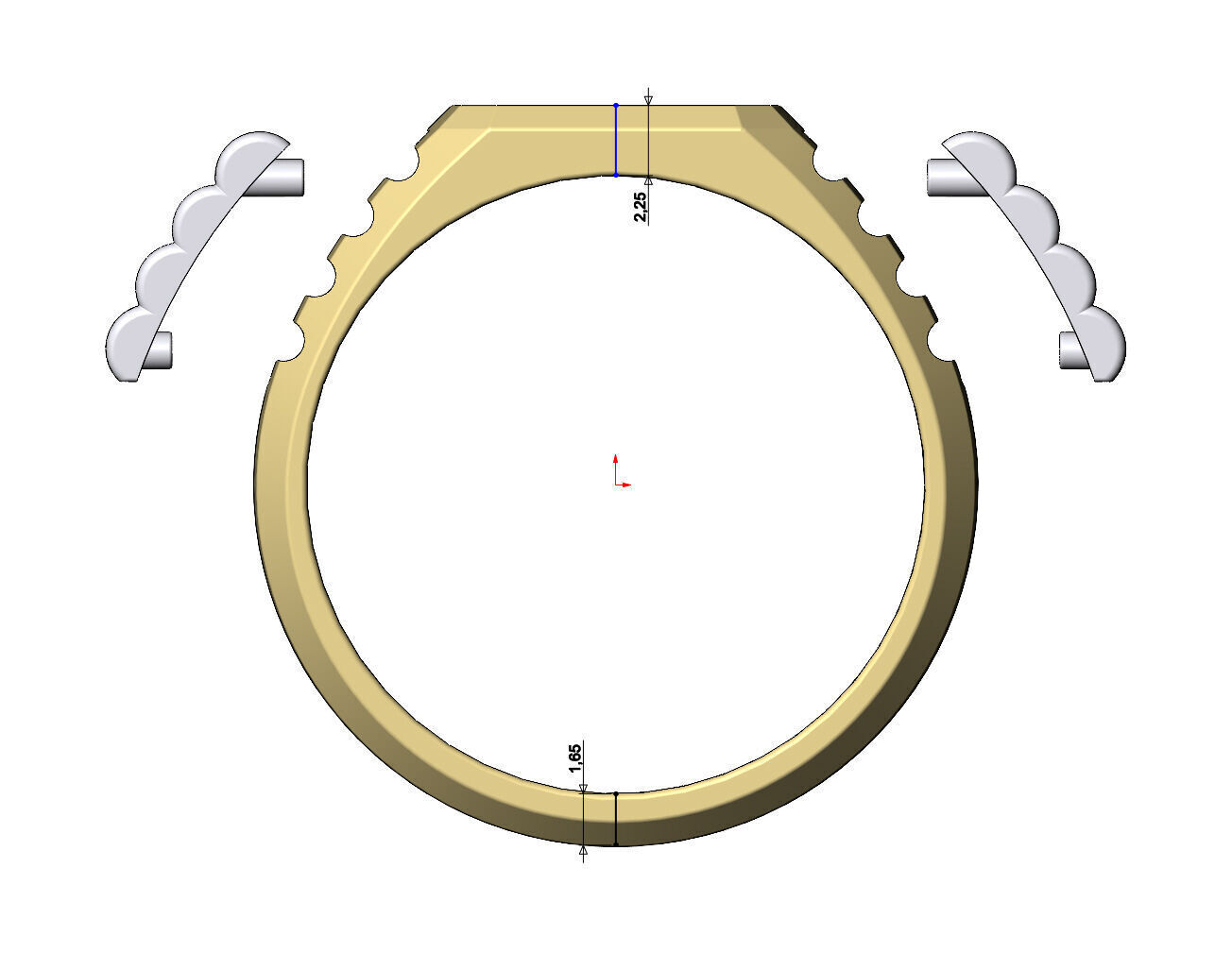 Square presidential link inserts blank signet US sizes 7to10 3D print model_8