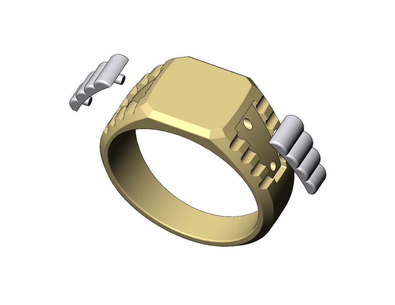 Square presidential link inserts blank signet US sizes 7to10 3D print model_7