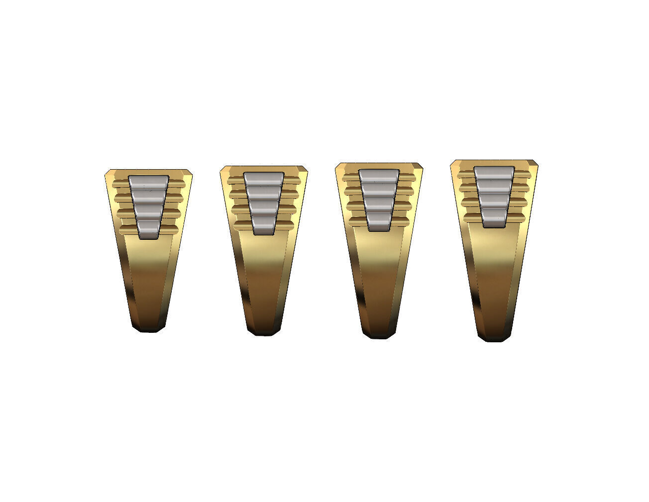 Square presidential link inserts blank signet US sizes 7to10 3D print model_2