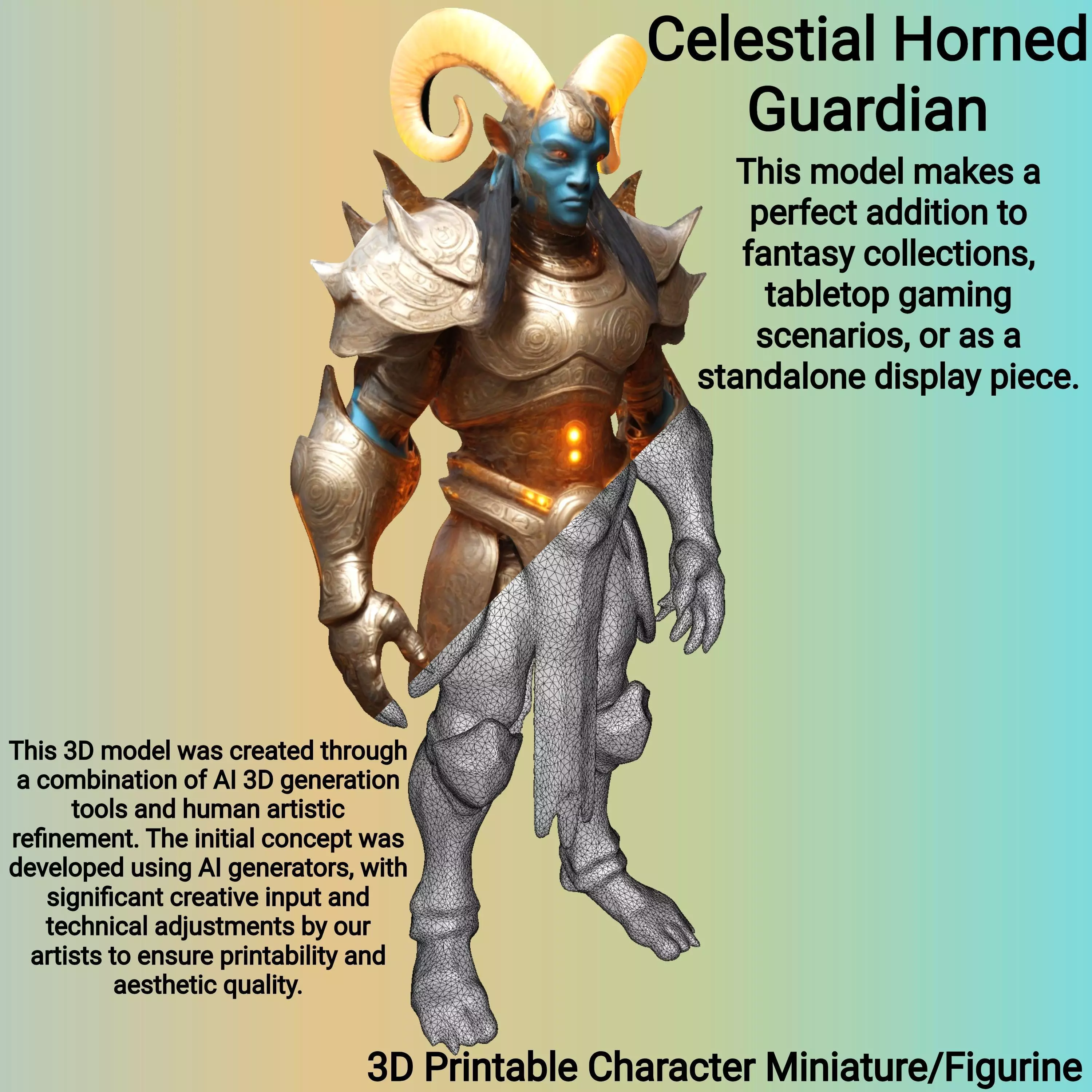 Celestial Horned Guardian 3D print model_0