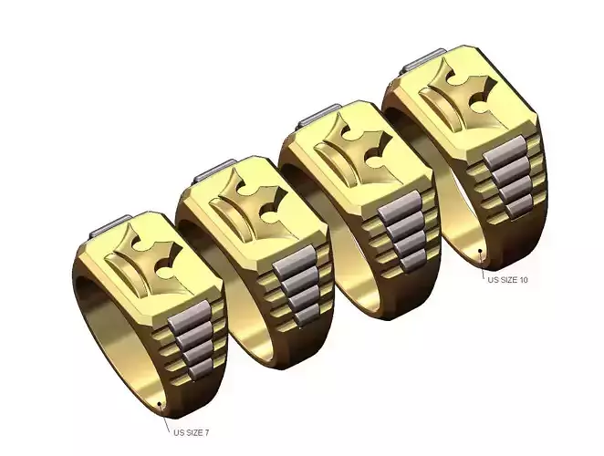 Crown presidential link signet ring US size 7to10 