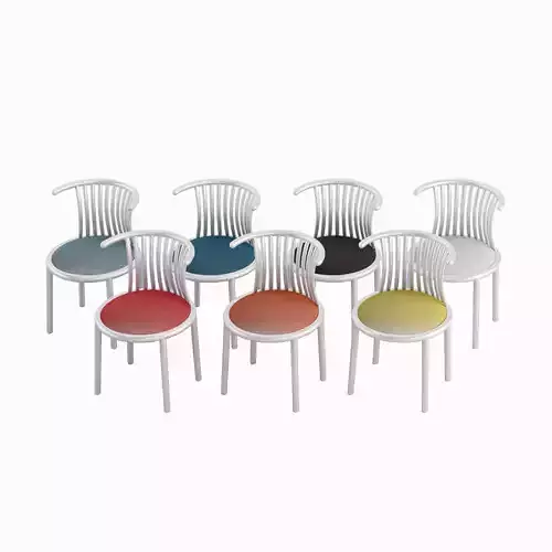 Curved Iron Chair Set Low-poly 3D model