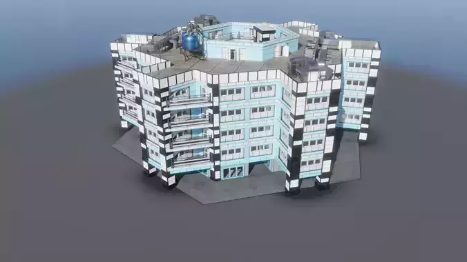 Apartment in shape of gear with interior