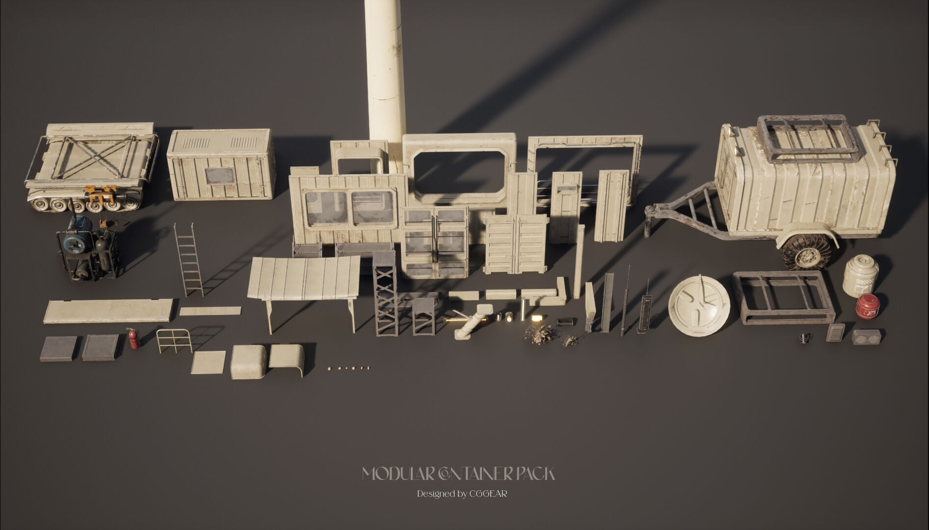 Modular Sci-Fi Container Pack Low-poly 3D model_13