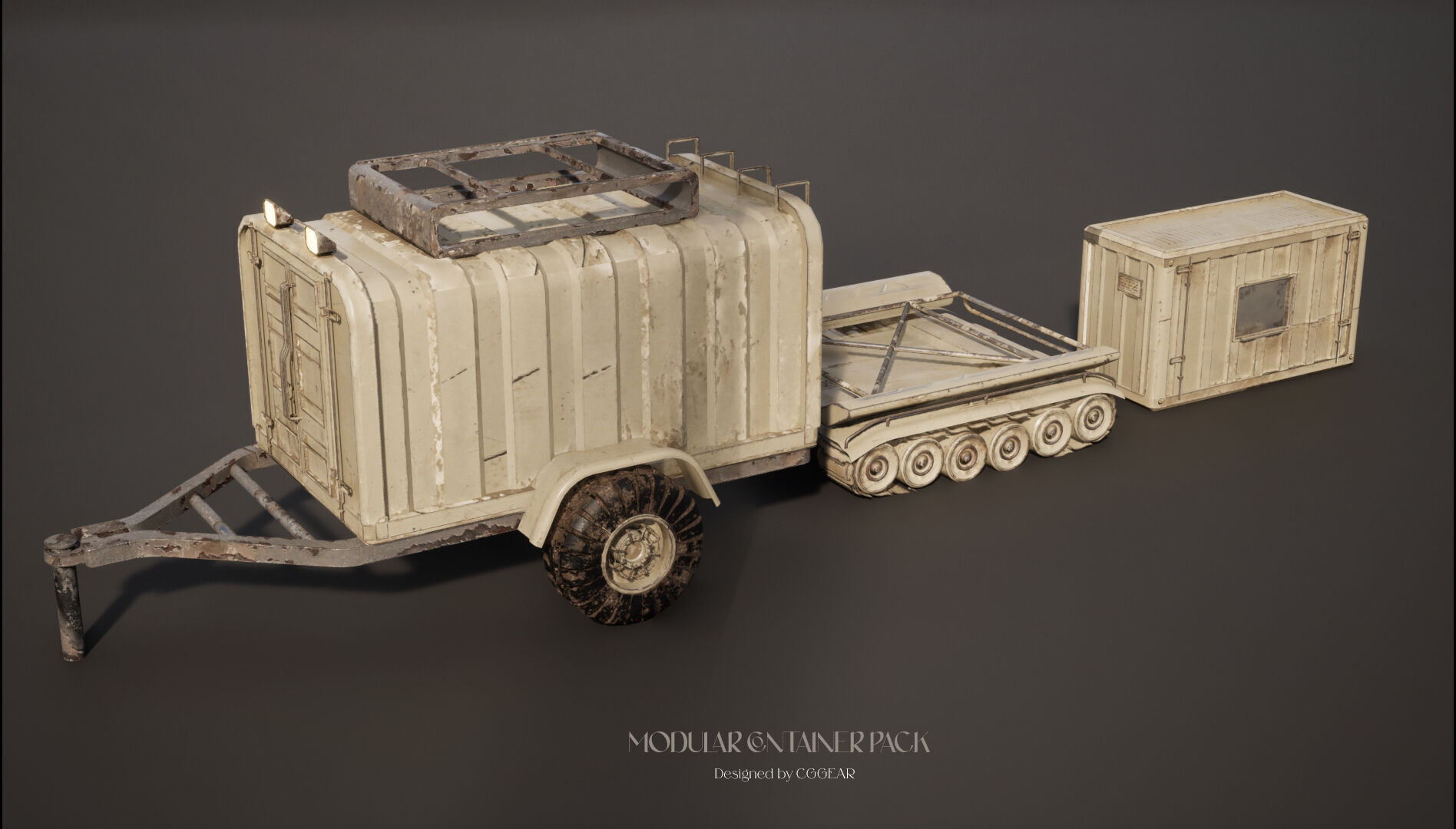 Modular Sci-Fi Container Pack Low-poly 3D model_9